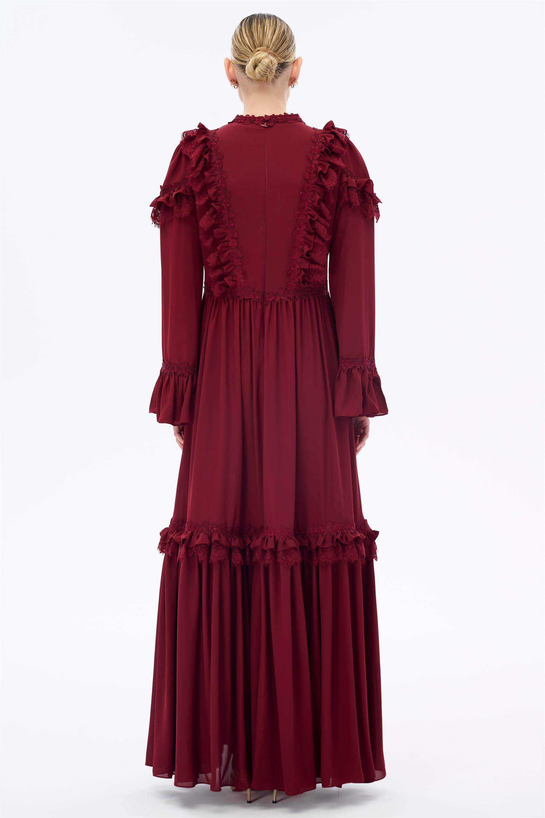 Miha-Dantelli̇ Zari̇f Elbi̇se Bordo-Elbise-3-Milagron.com