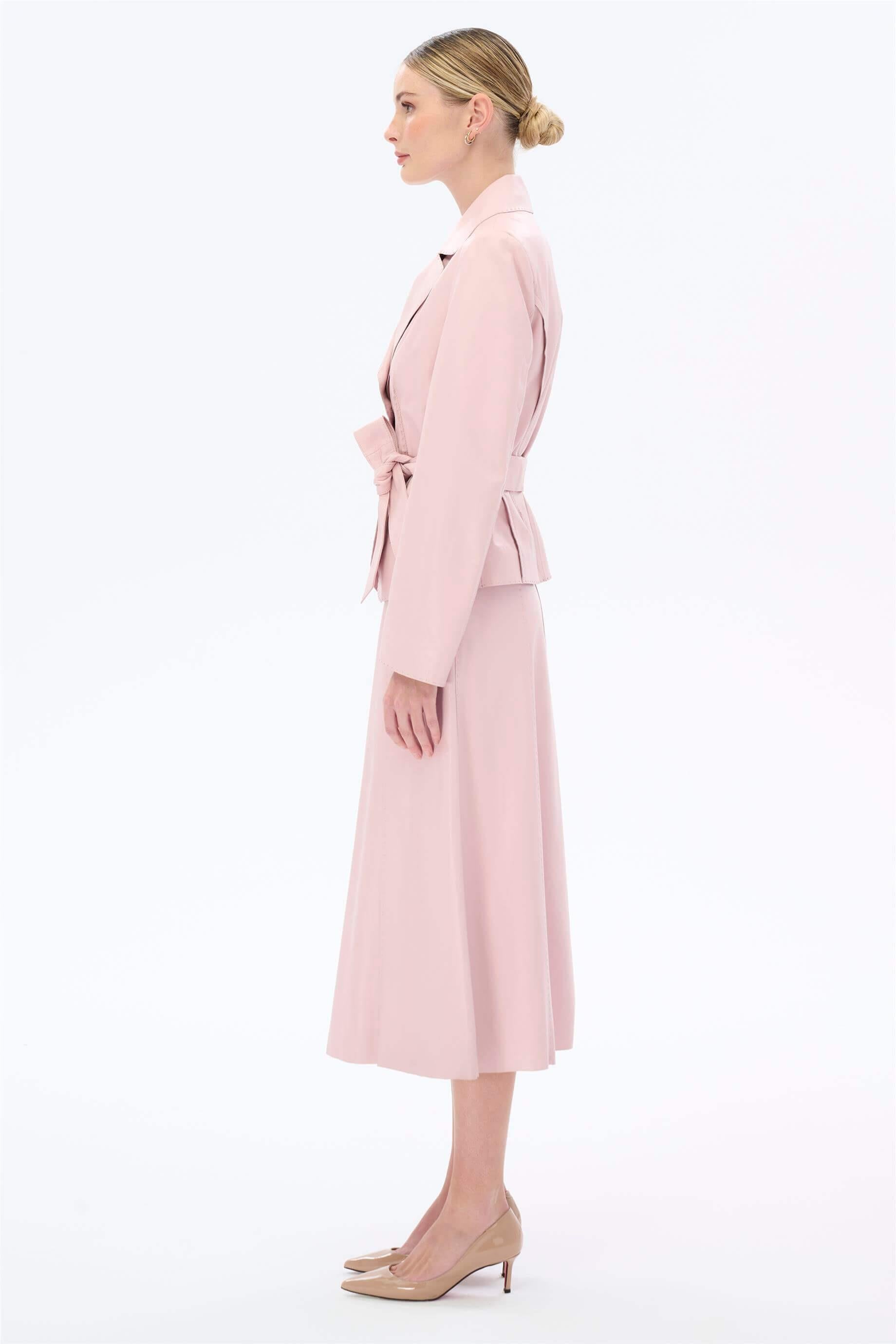 Miha-Deri̇ Etek Ceket Takım Pembe-Alt - Üst Takım-3-Milagron.com