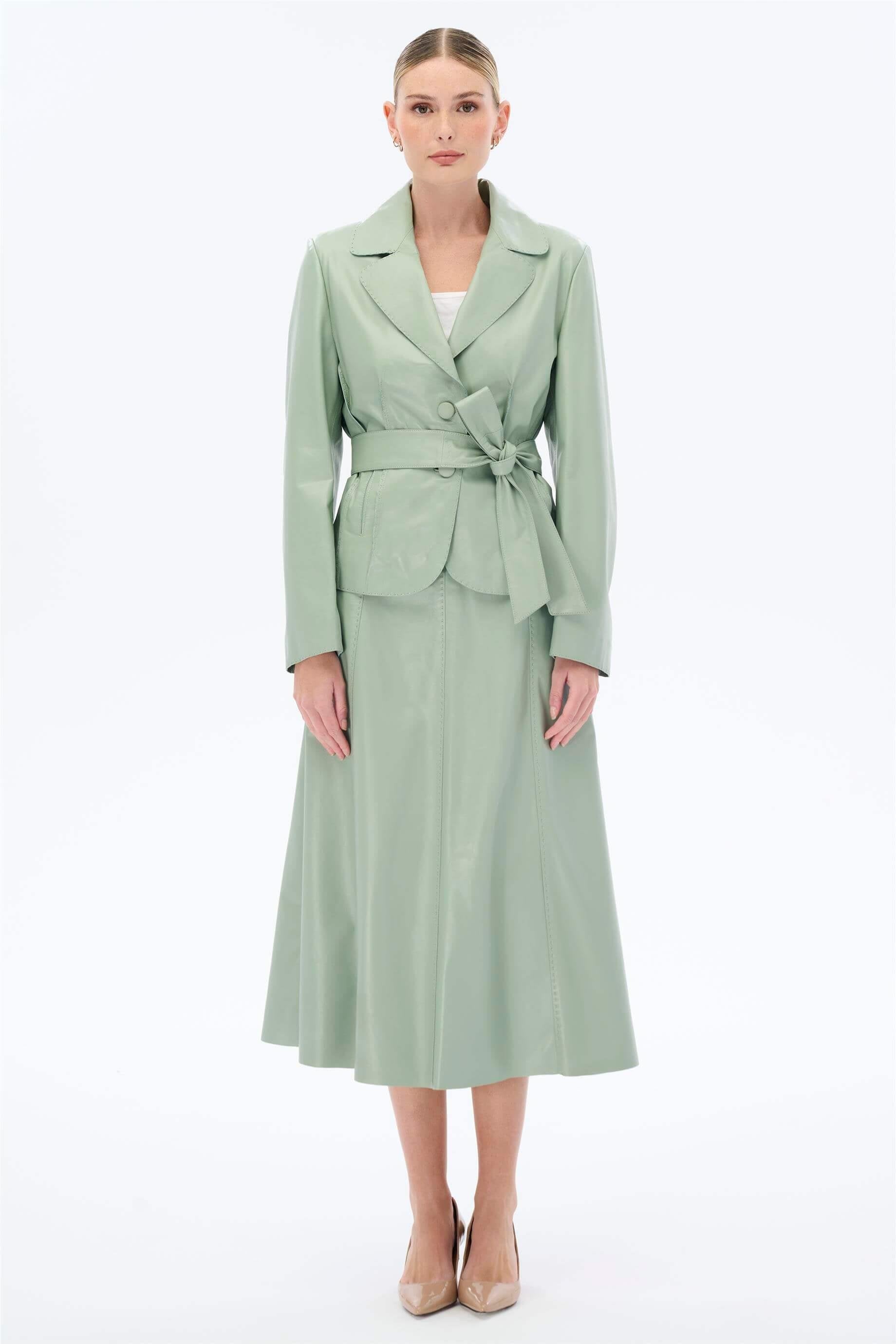 Miha-Deri̇ Etek Ceket Takım Pembe-Alt - Üst Takım-5-Milagron.com