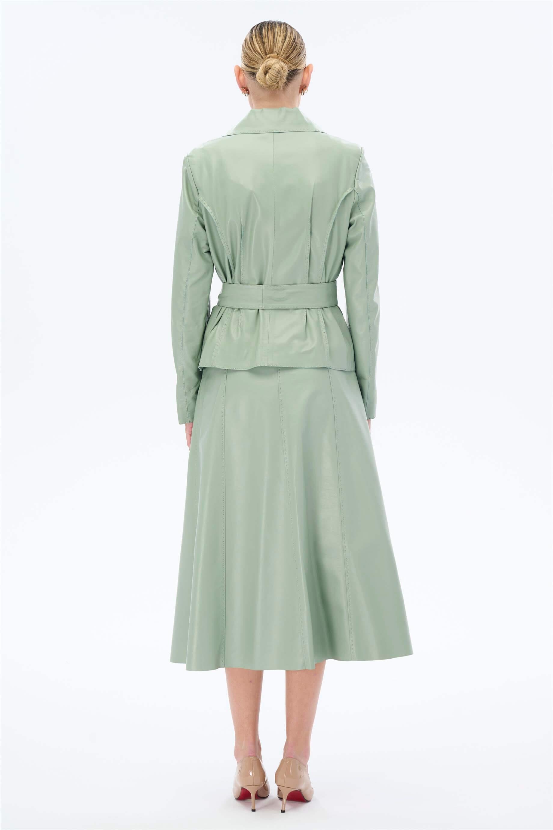 Miha-Deri̇ Etek Ceket Takım Pembe-Alt - Üst Takım-7-Milagron.com