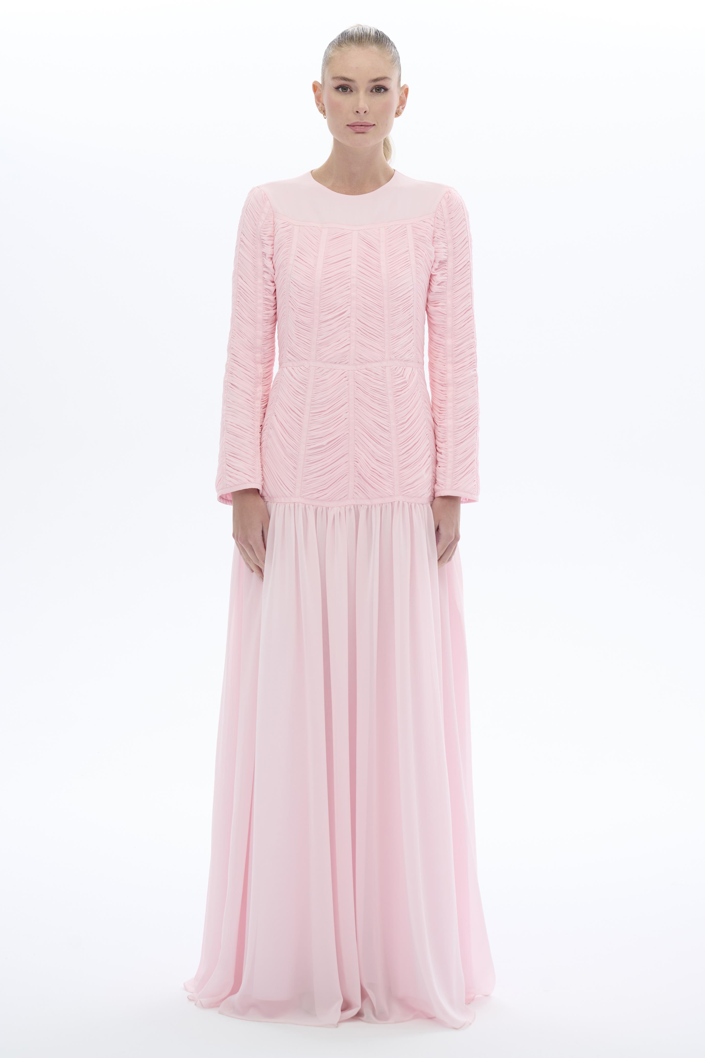 Miha-Empi̇rde Detayli Elbi̇se Pembe-1-Milagron.com