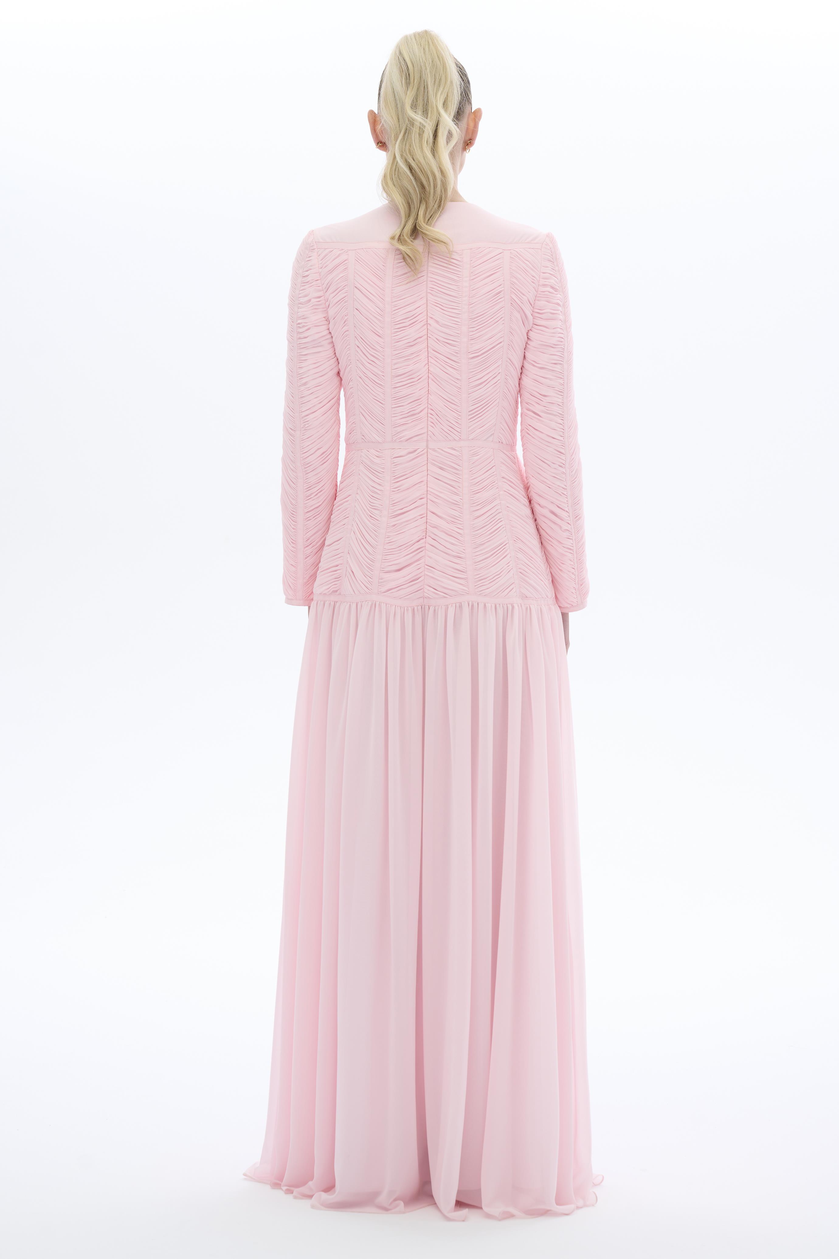 Miha-Empi̇rde Detayli Elbi̇se Pembe-4-Milagron.com
