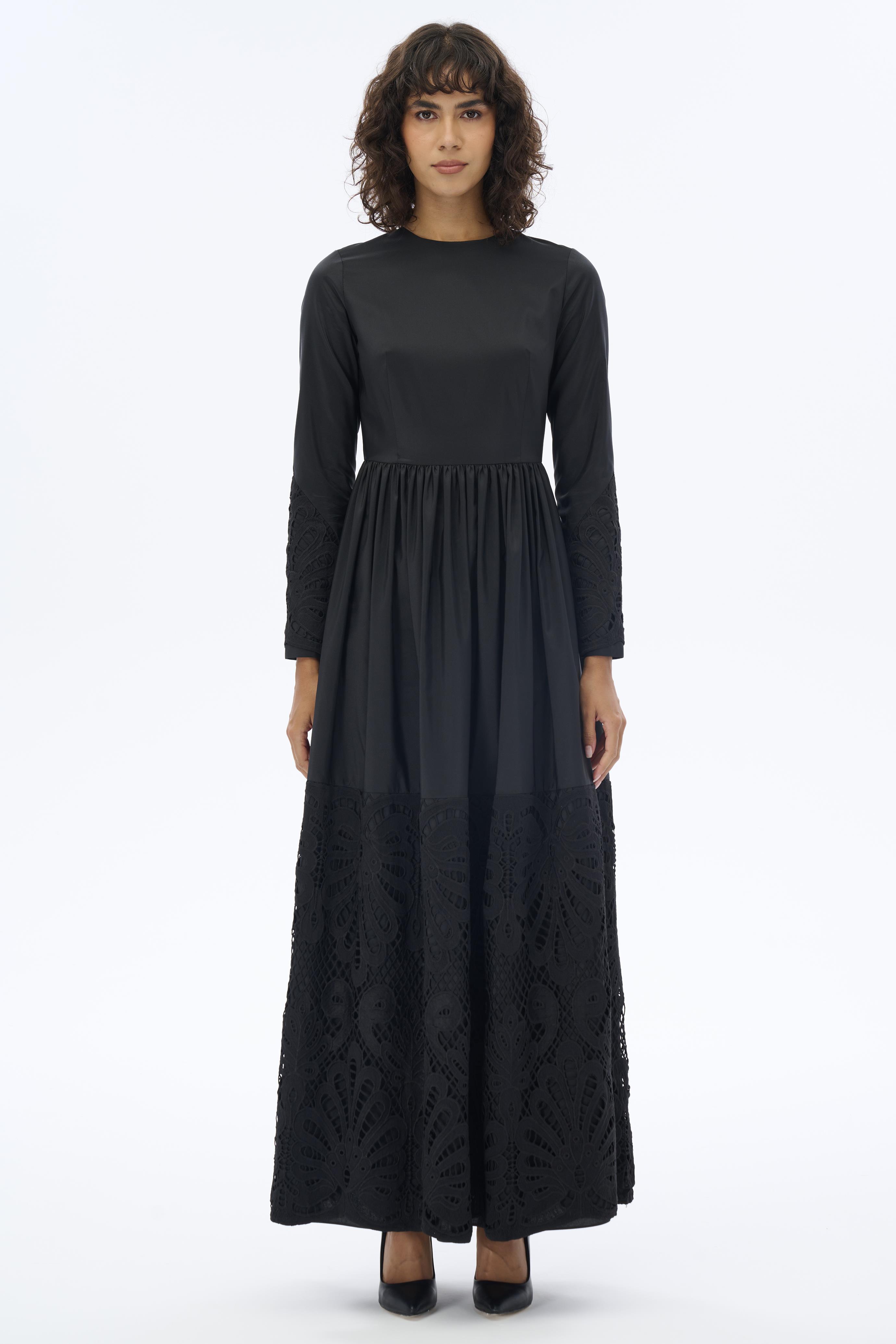 Miha-Eteği̇ Brodeli̇ Tafta Elbi̇se-Elbise-5-Milagron.com