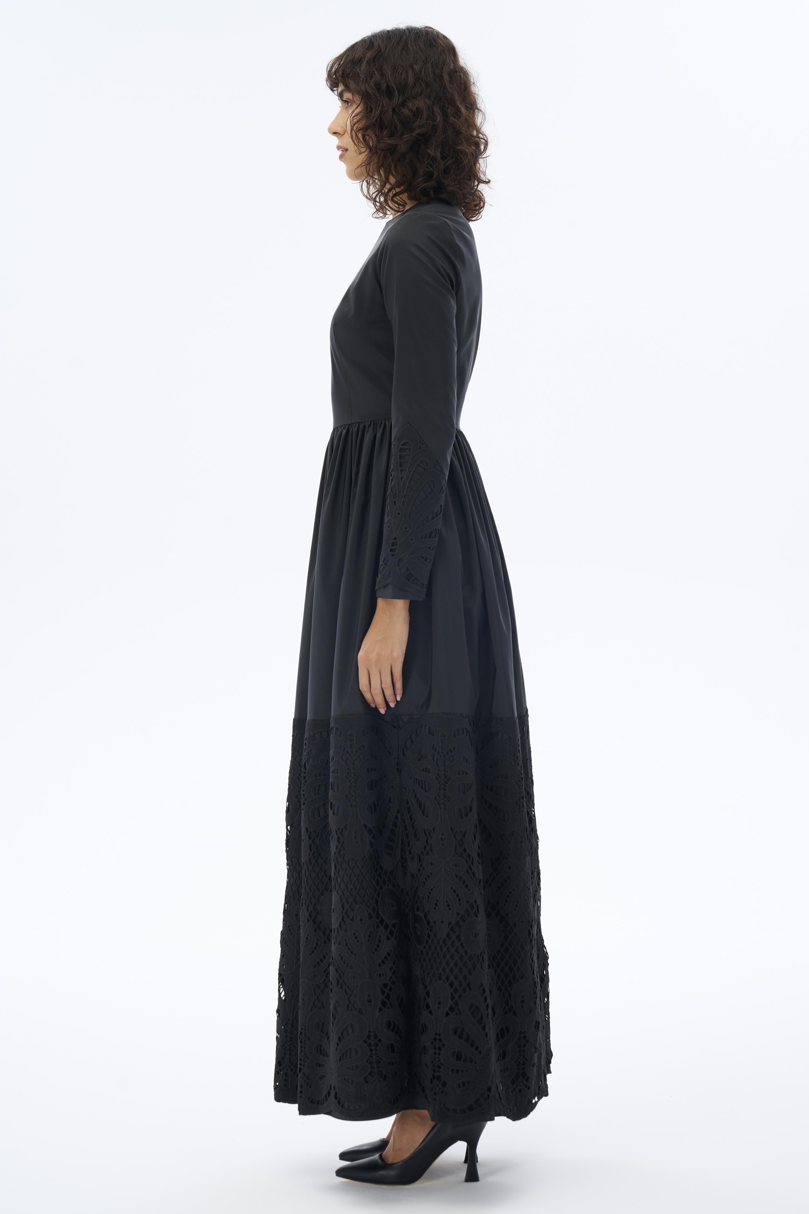 Miha-Eteği̇ Brodeli̇ Tafta Elbi̇se-Elbise-7-Milagron.com