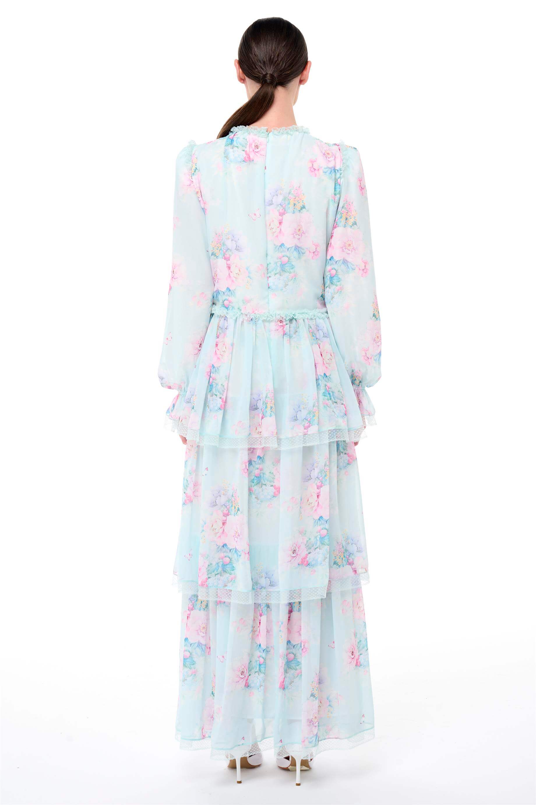 Miha-Eteği̇ Kat Kat Dantel Detaylı Elbi̇se-Elbise-3-Milagron.com