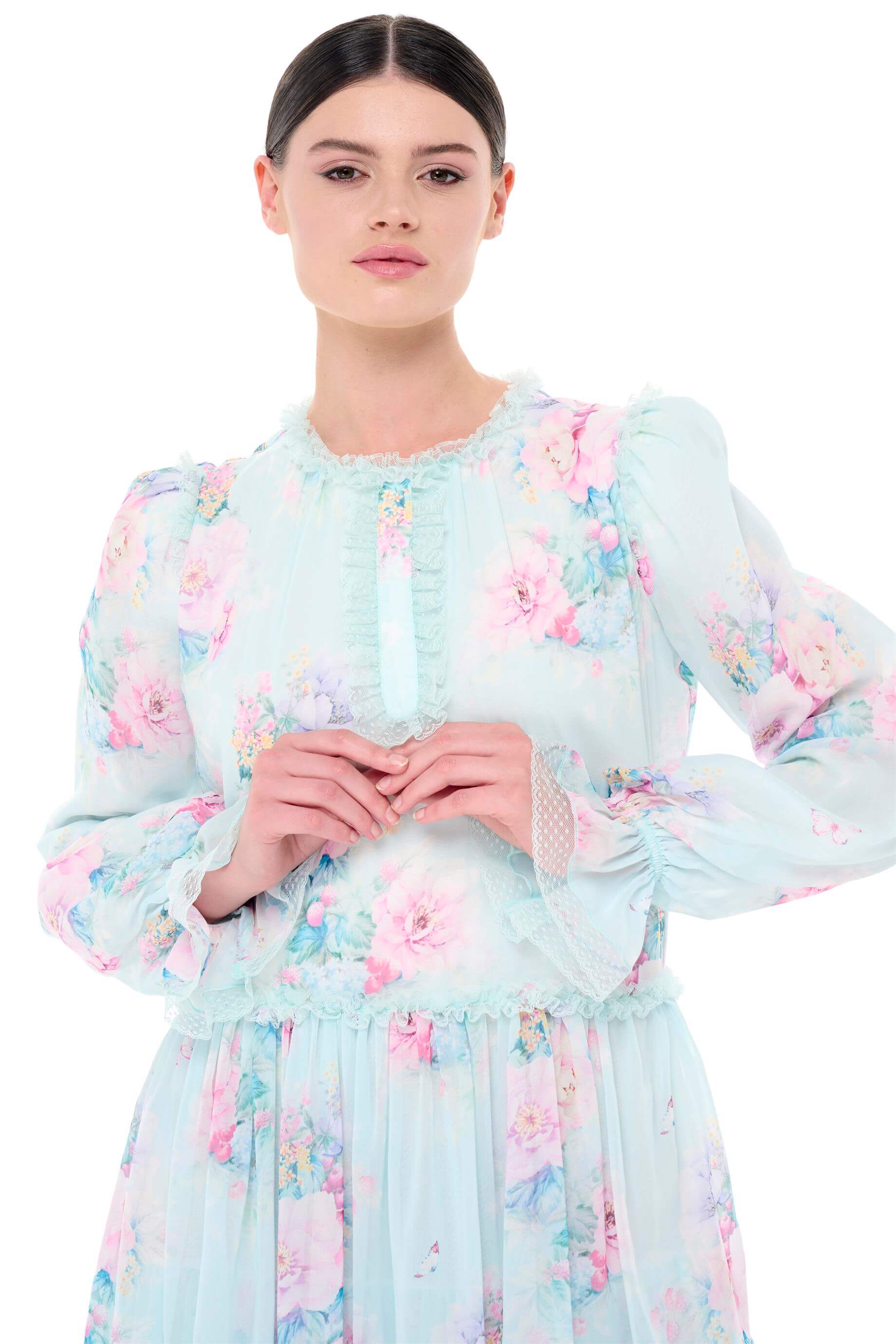 Miha-Eteği̇ Kat Kat Dantel Detaylı Elbi̇se-Elbise-4-Milagron.com