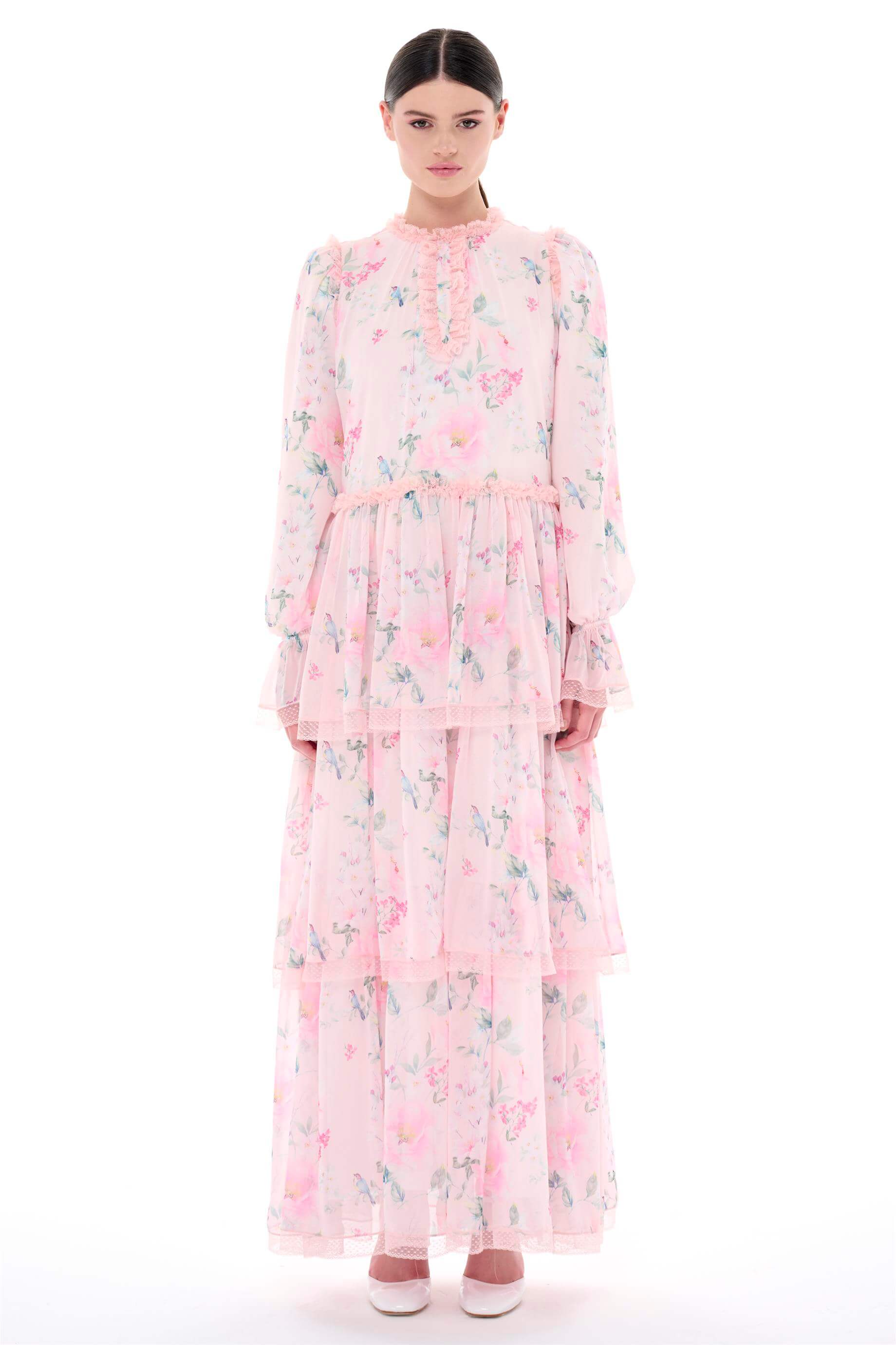 Miha-Eteği̇ Kat Kat Dantel Detaylı Elbi̇se-Elbise-5-Milagron.com