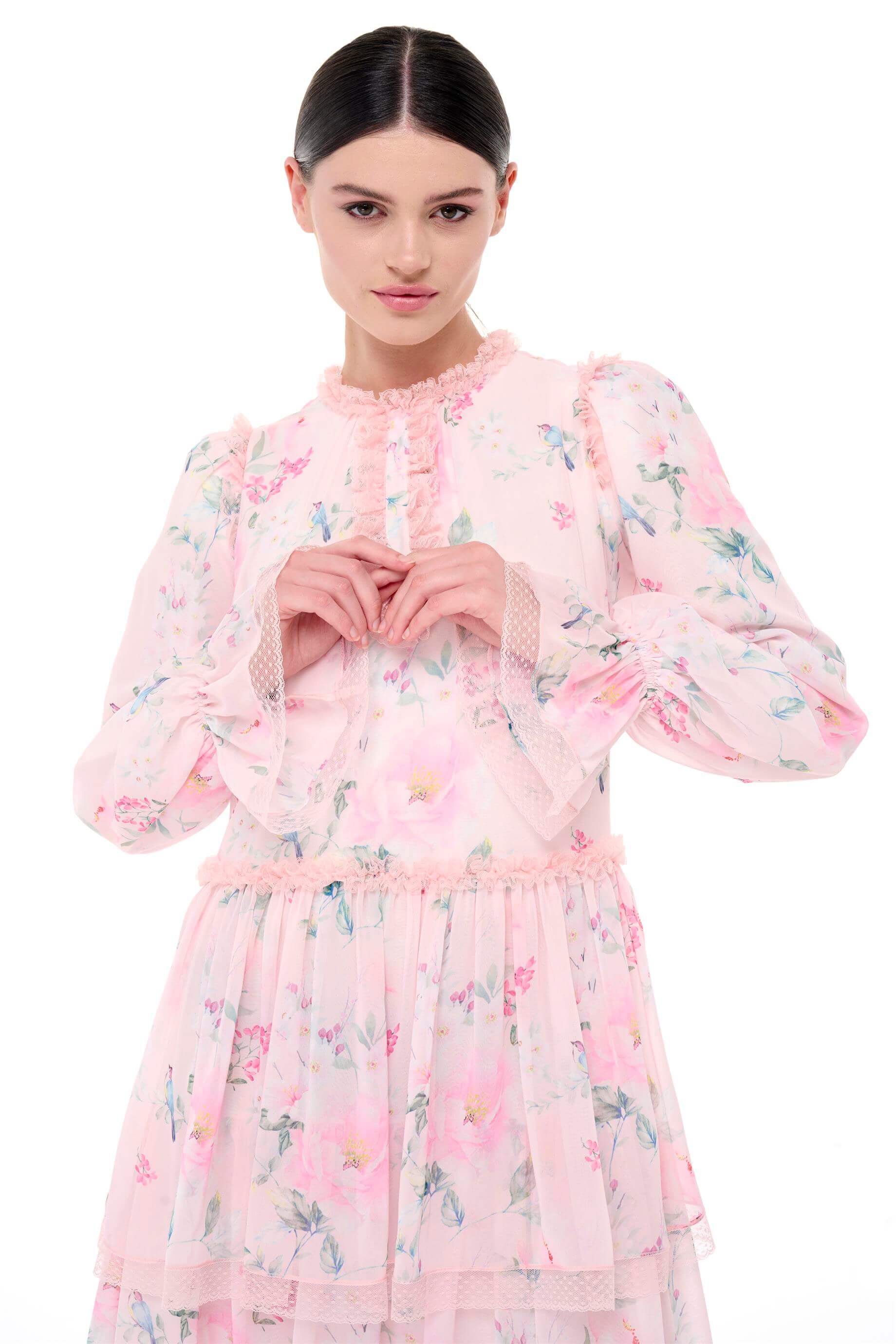 Miha-Eteği̇ Kat Kat Dantel Detaylı Elbi̇se-Elbise-8-Milagron.com