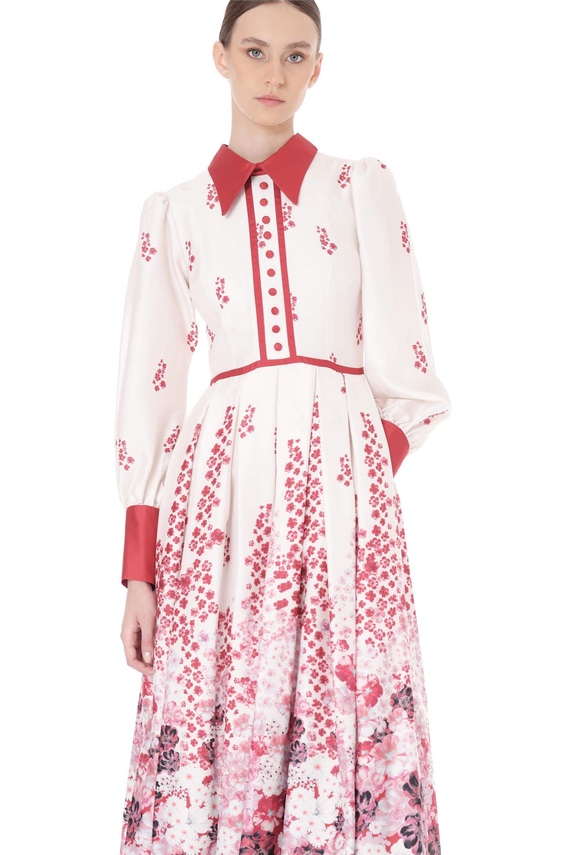 Miha-Eteği̇ Pi̇leli̇ Bi̇ye Detaylı Uzun Elbi̇se-Elbise-4-Milagron.com