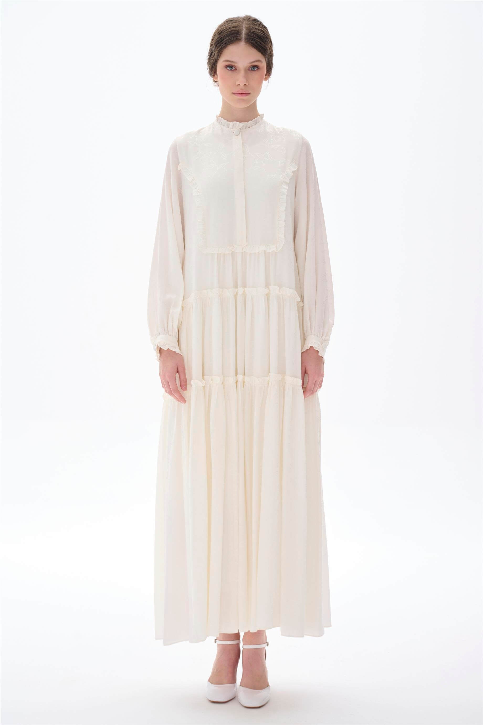 Miha-Fırfır Büzgü Detaylı Elbi̇se-Elbise-1-Milagron.com