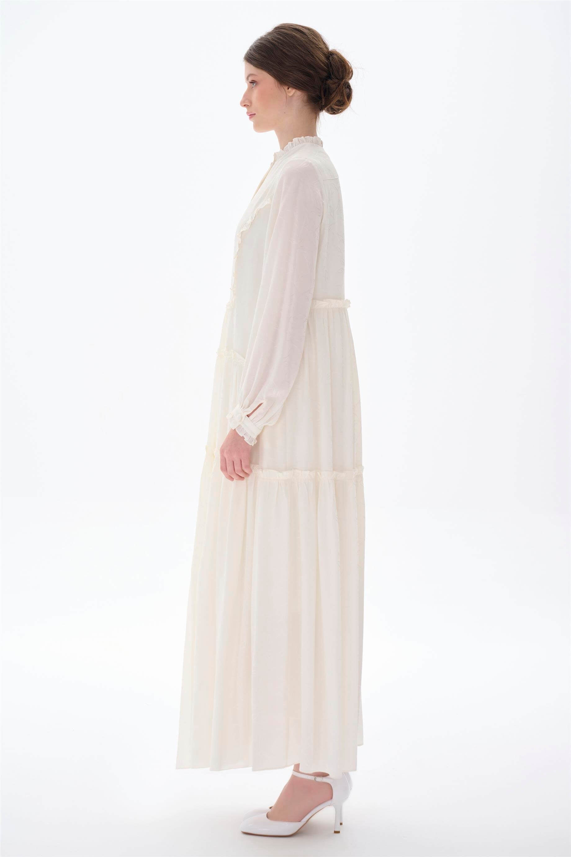 Miha-Fırfır Büzgü Detaylı Elbi̇se-Elbise-2-Milagron.com