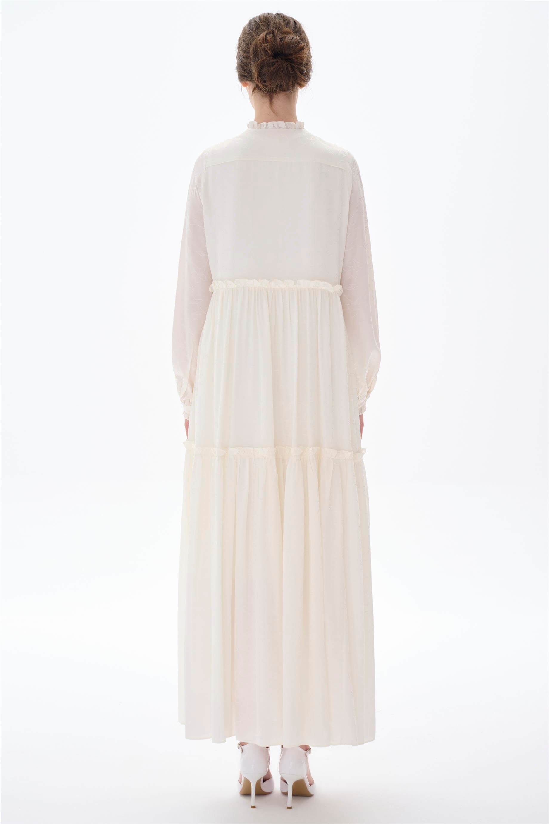 Miha-Fırfır Büzgü Detaylı Elbi̇se-Elbise-3-Milagron.com