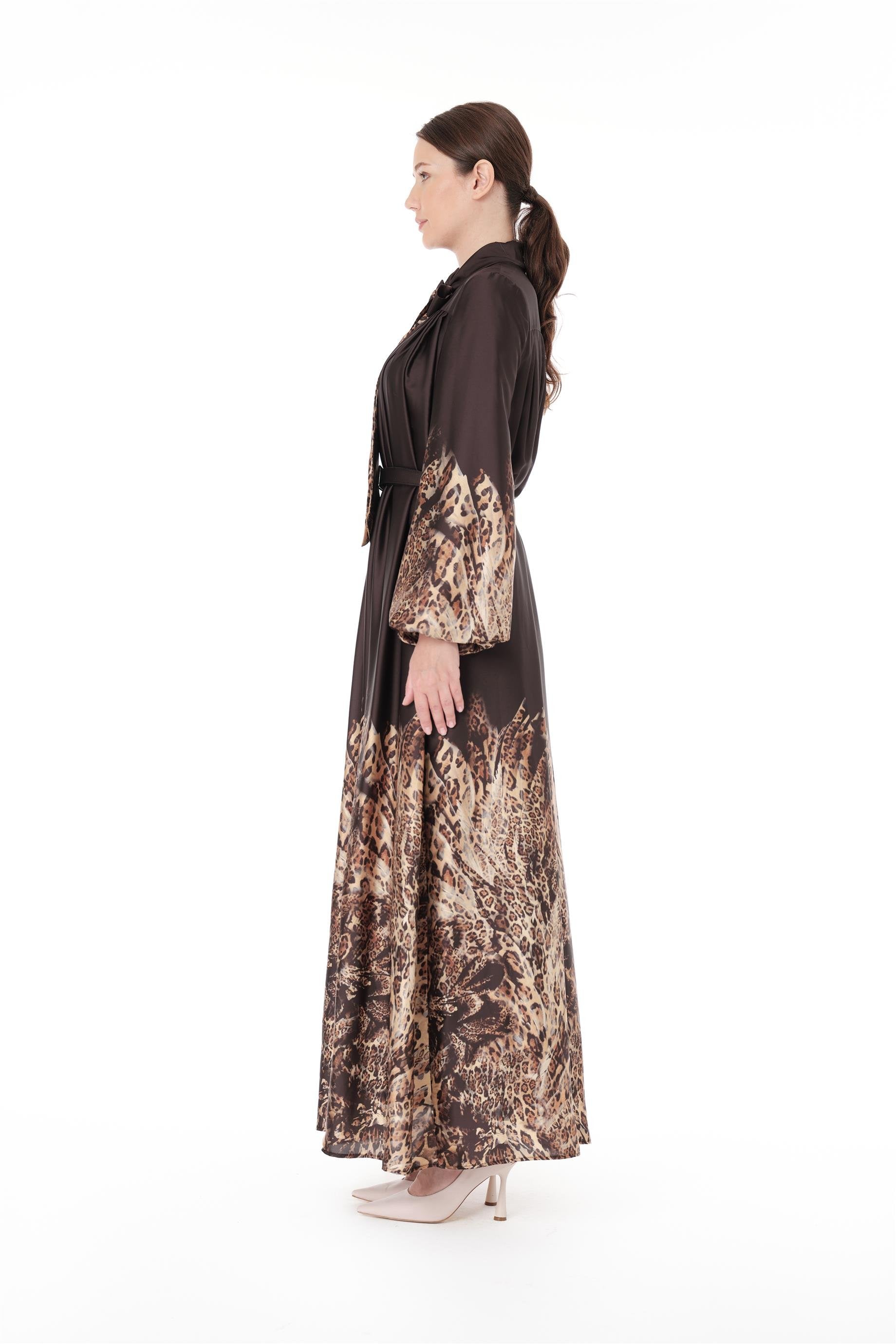 Miha-Fular Detaylı Leopar Desen Elbi̇se-Elbise-2-Milagron.com