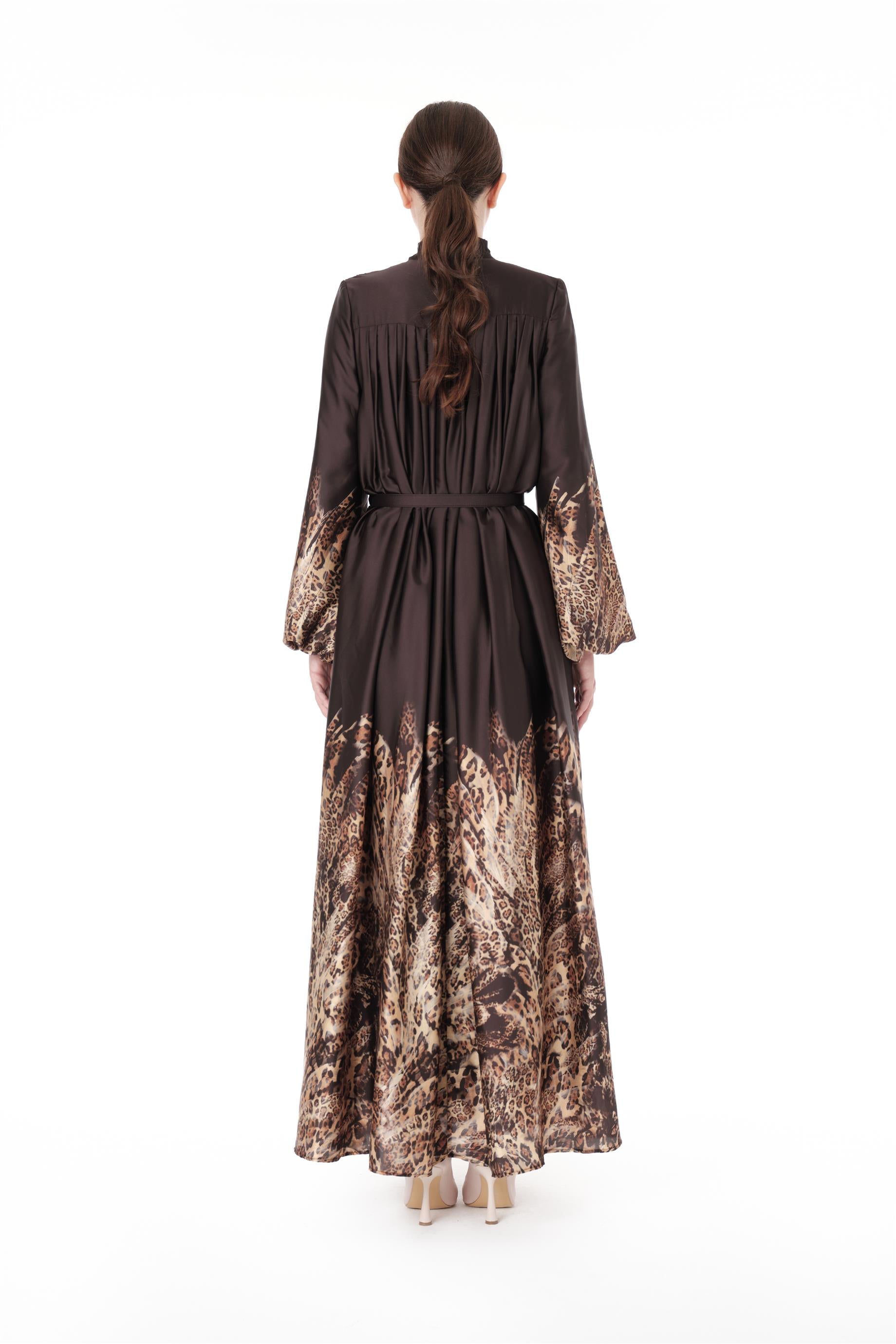 Miha-Fular Detaylı Leopar Desen Elbi̇se-Elbise-3-Milagron.com