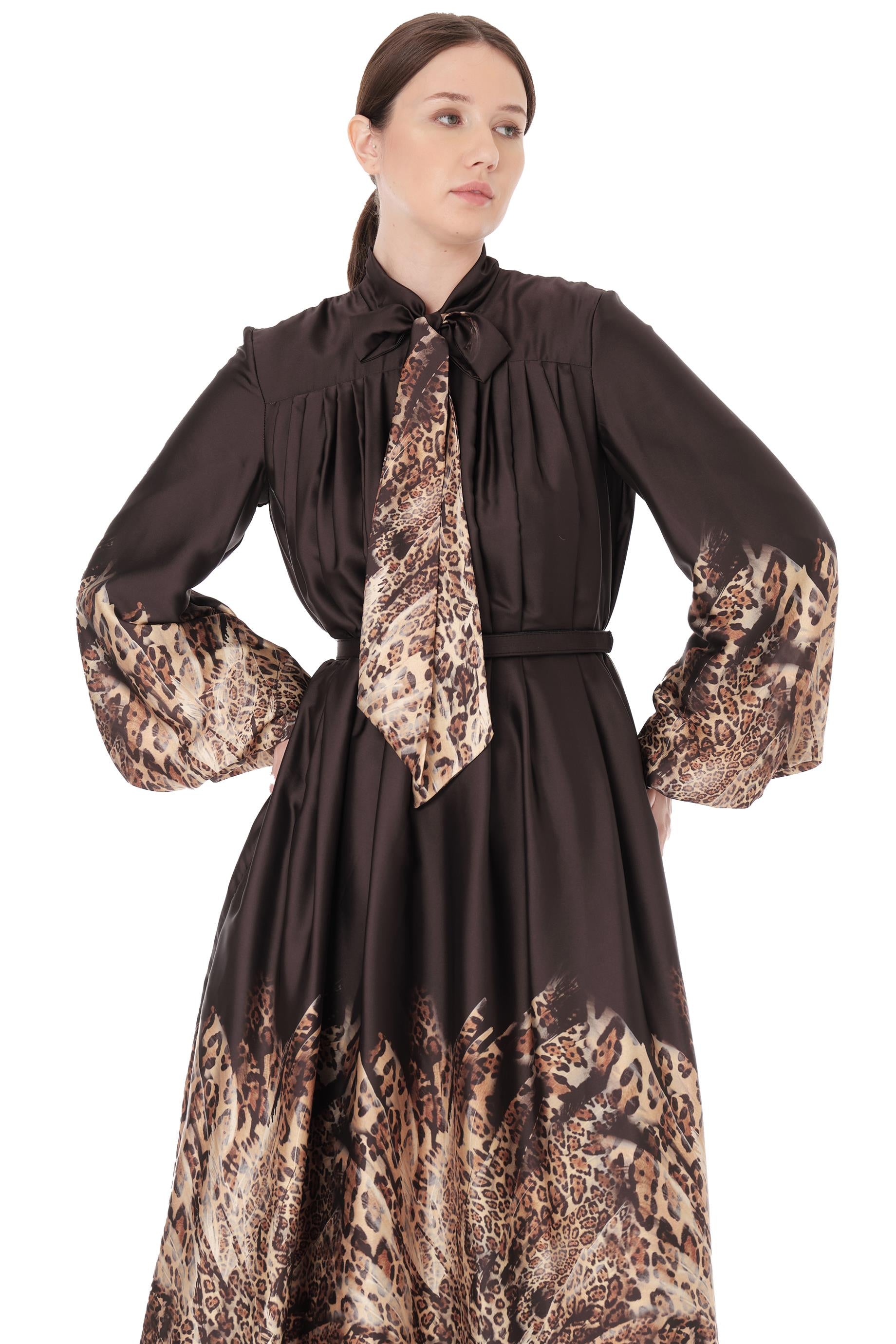 Miha-Fular Detaylı Leopar Desen Elbi̇se-Elbise-4-Milagron.com