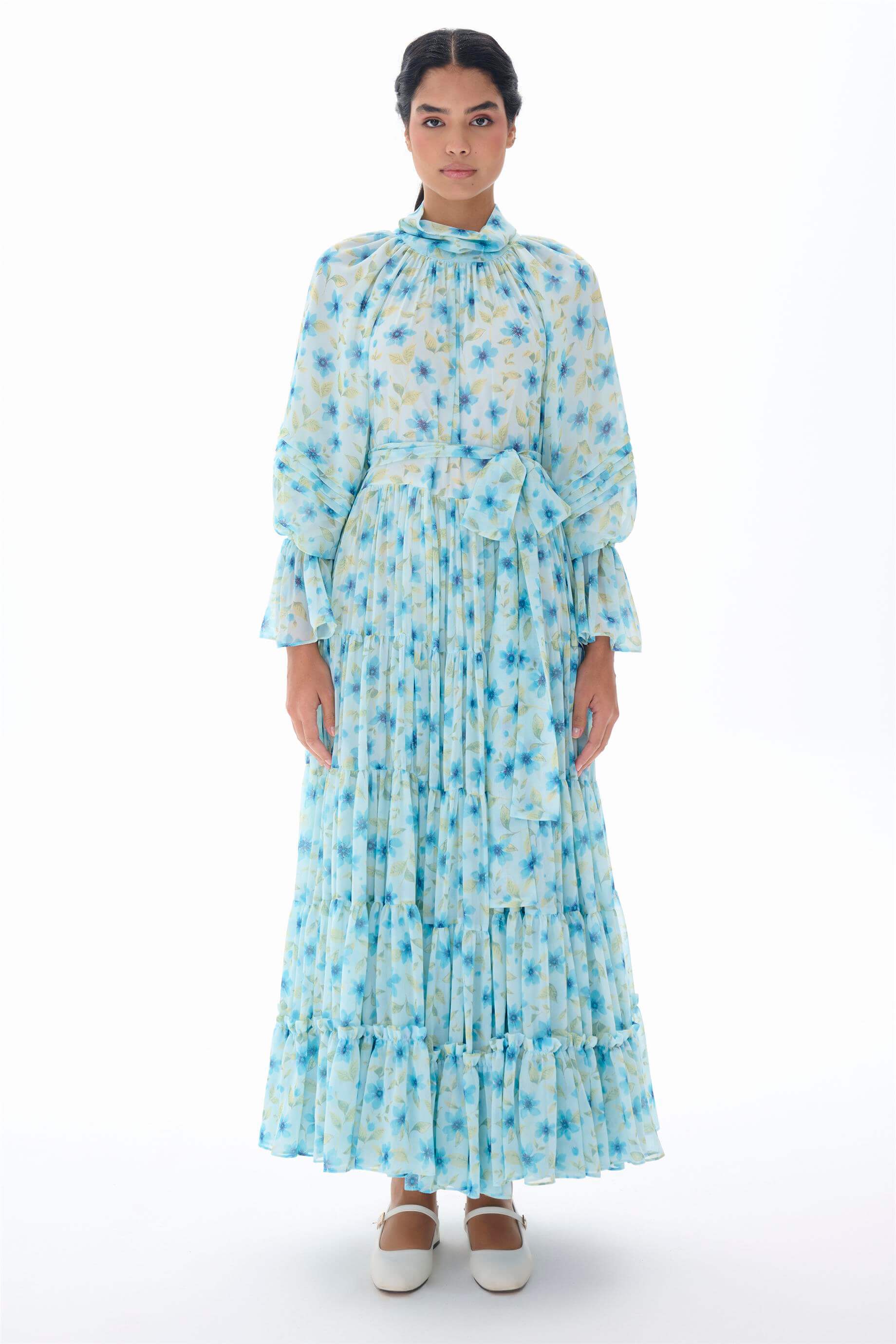 Miha-Kat Kat Büzgülü Uzun Elbi̇se-Elbise-1-Milagron.com