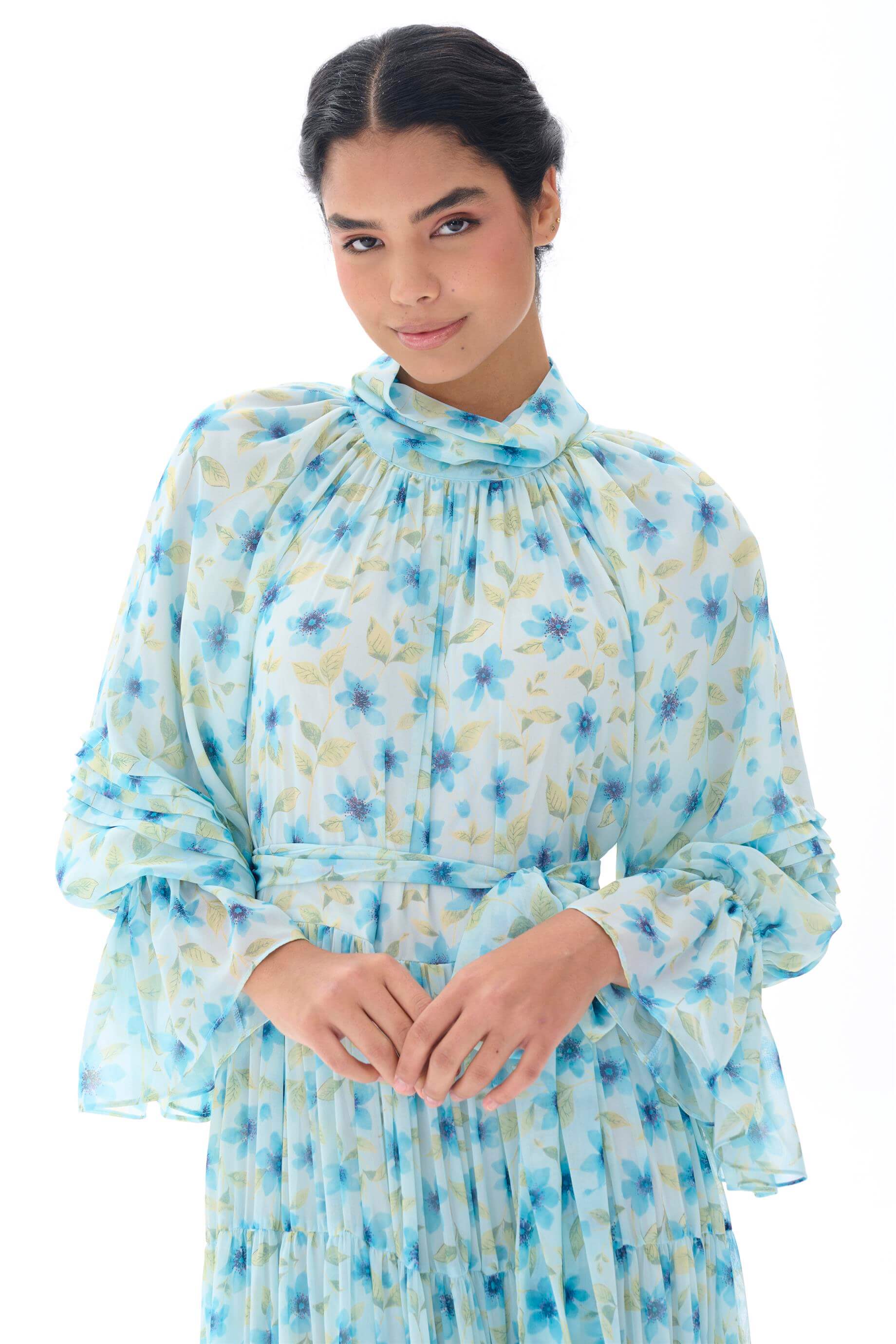 Miha-Kat Kat Büzgülü Uzun Elbi̇se-Elbise-4-Milagron.com