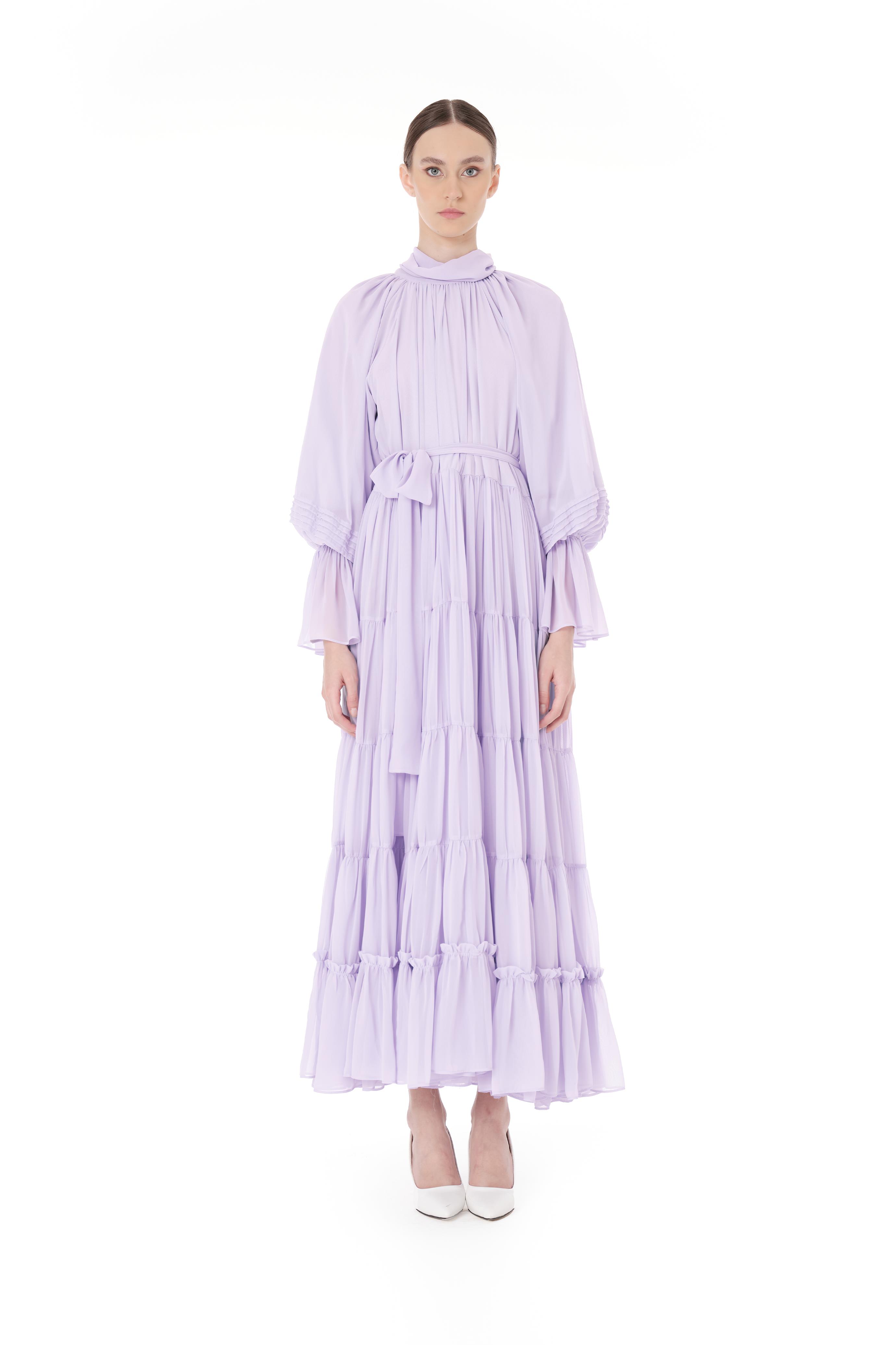 Miha-Kat Kat Büzgülü Uzun Elbi̇se-Elbise-5-Milagron.com