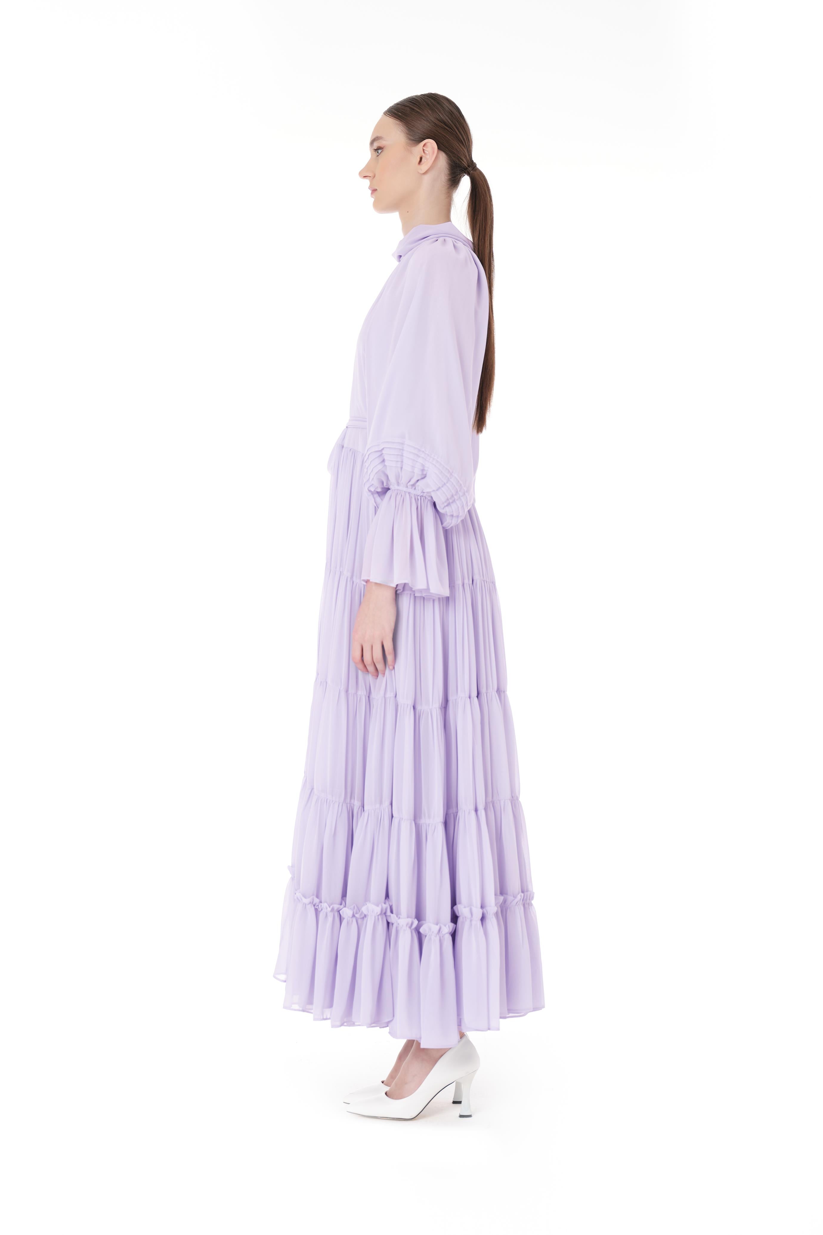 Miha-Kat Kat Büzgülü Uzun Elbi̇se-Elbise-6-Milagron.com