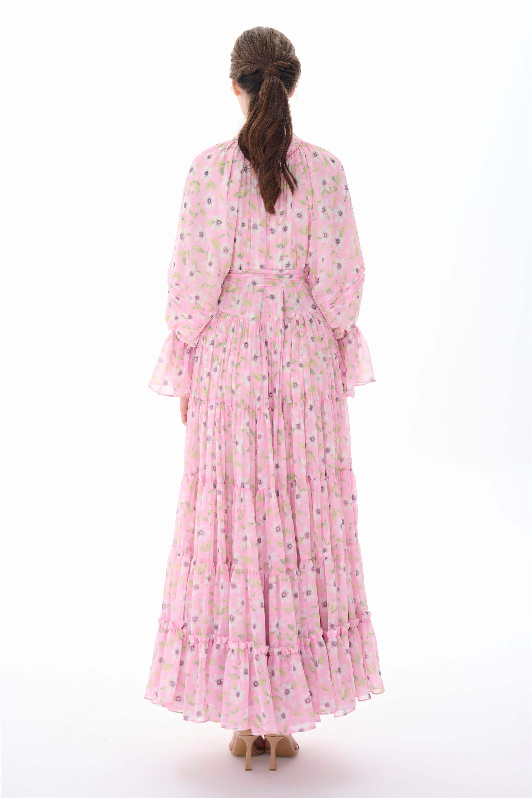 Miha-Kat Kat Büzgülü Uzun Elbi̇se-Elbise-7-Milagron.com