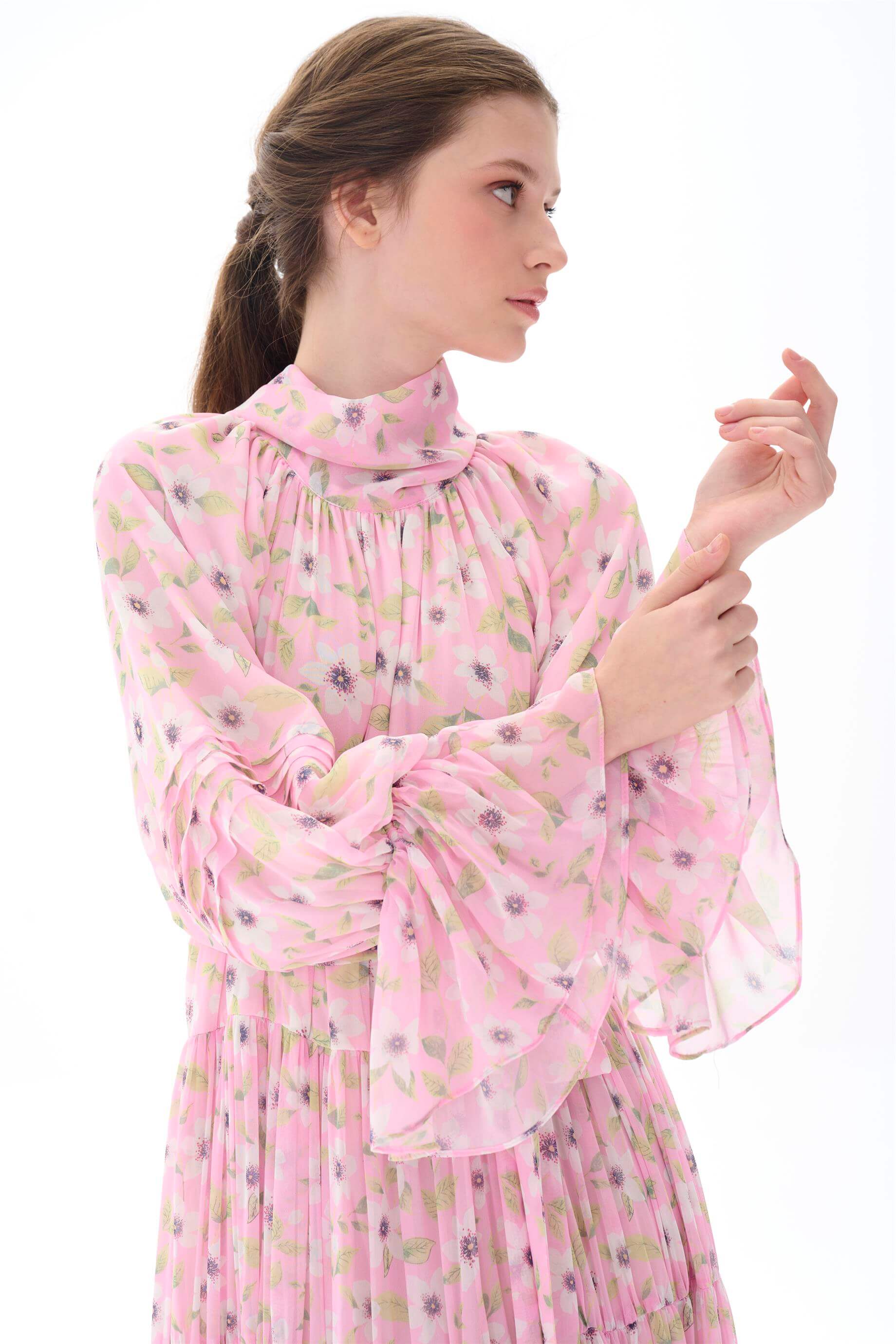 Miha-Kat Kat Büzgülü Uzun Elbi̇se-Elbise-8-Milagron.com