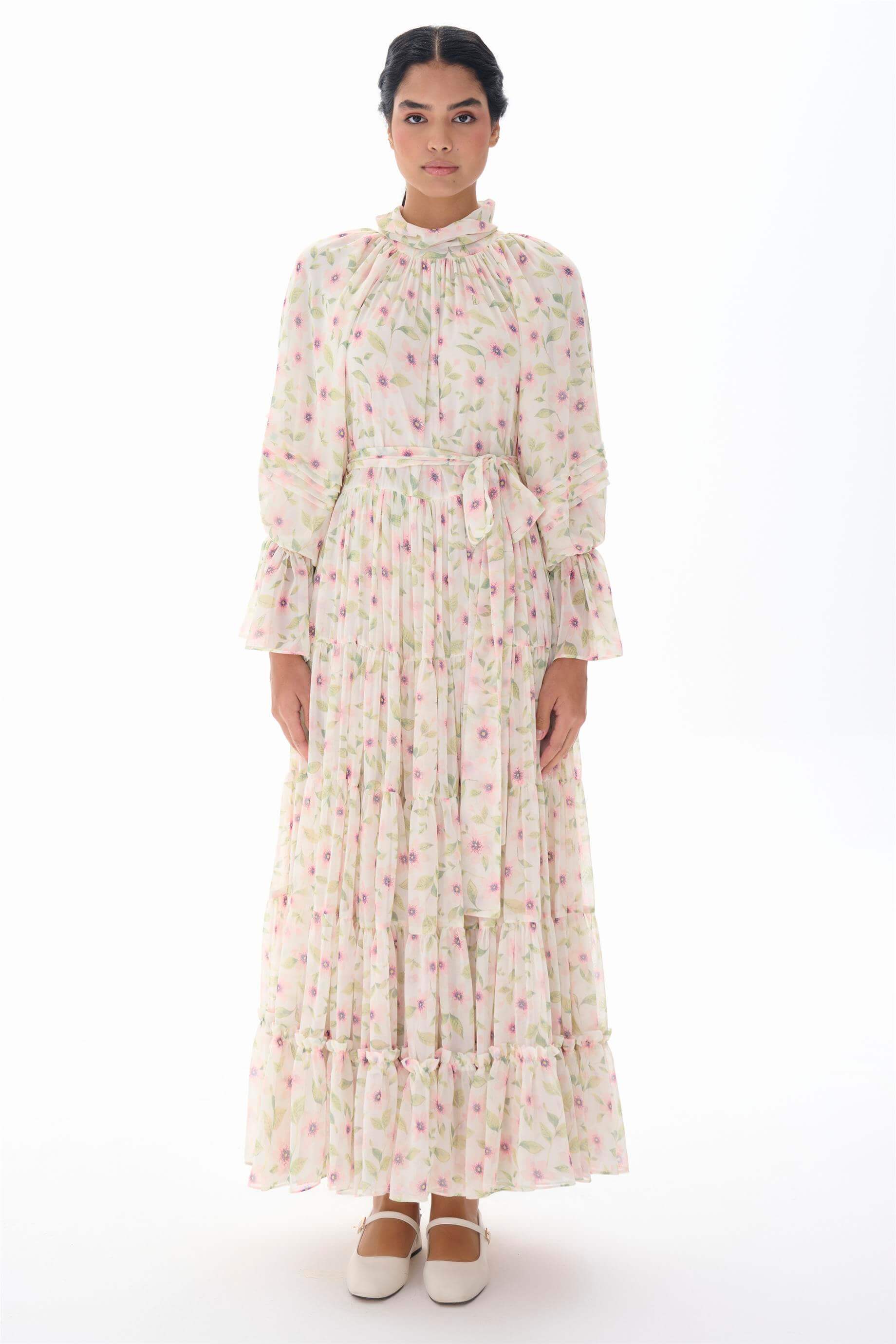 Miha-Kat Kat Büzgülü Uzun Elbi̇se-Elbise-9-Milagron.com