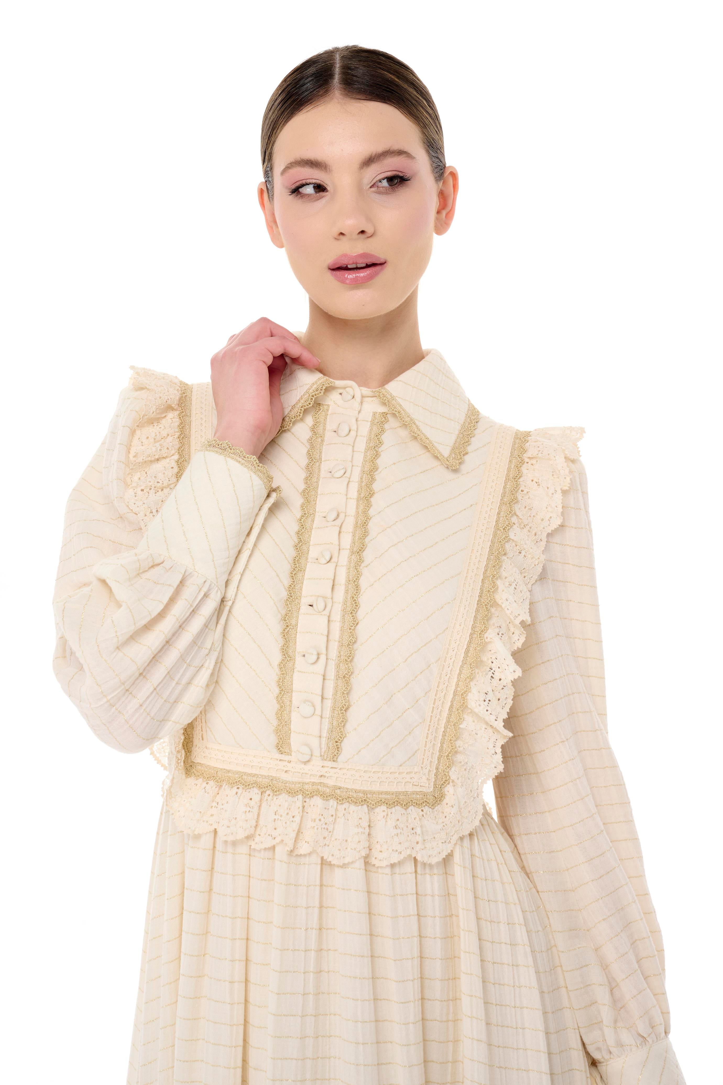 Miha-Kat Kat Fırfır Detaylı Si̇mli̇ Elbi̇se-Elbise-2-Milagron.com