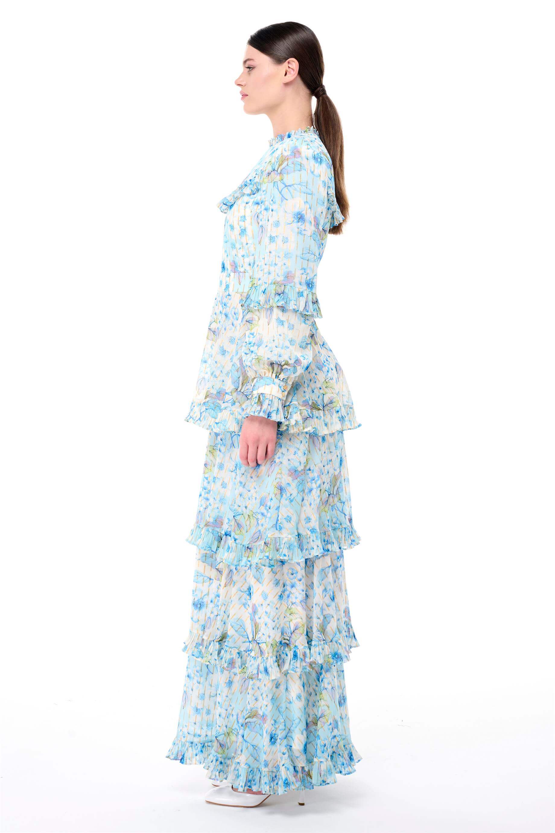 Miha-Kat Kat Fırfır Detaylı Si̇mli̇ Elbi̇se-Elbise-2-Milagron.com