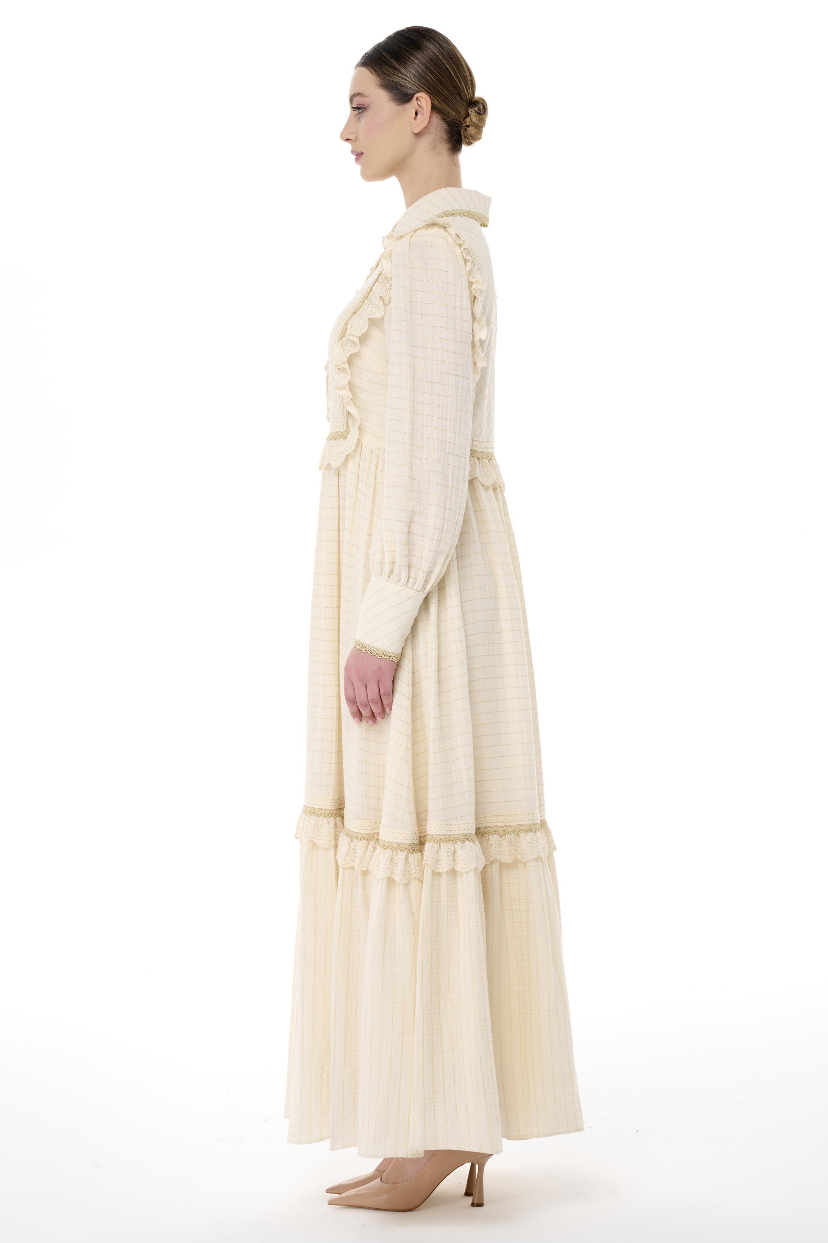 Miha-Kat Kat Fırfır Detaylı Si̇mli̇ Elbi̇se-Elbise-3-Milagron.com