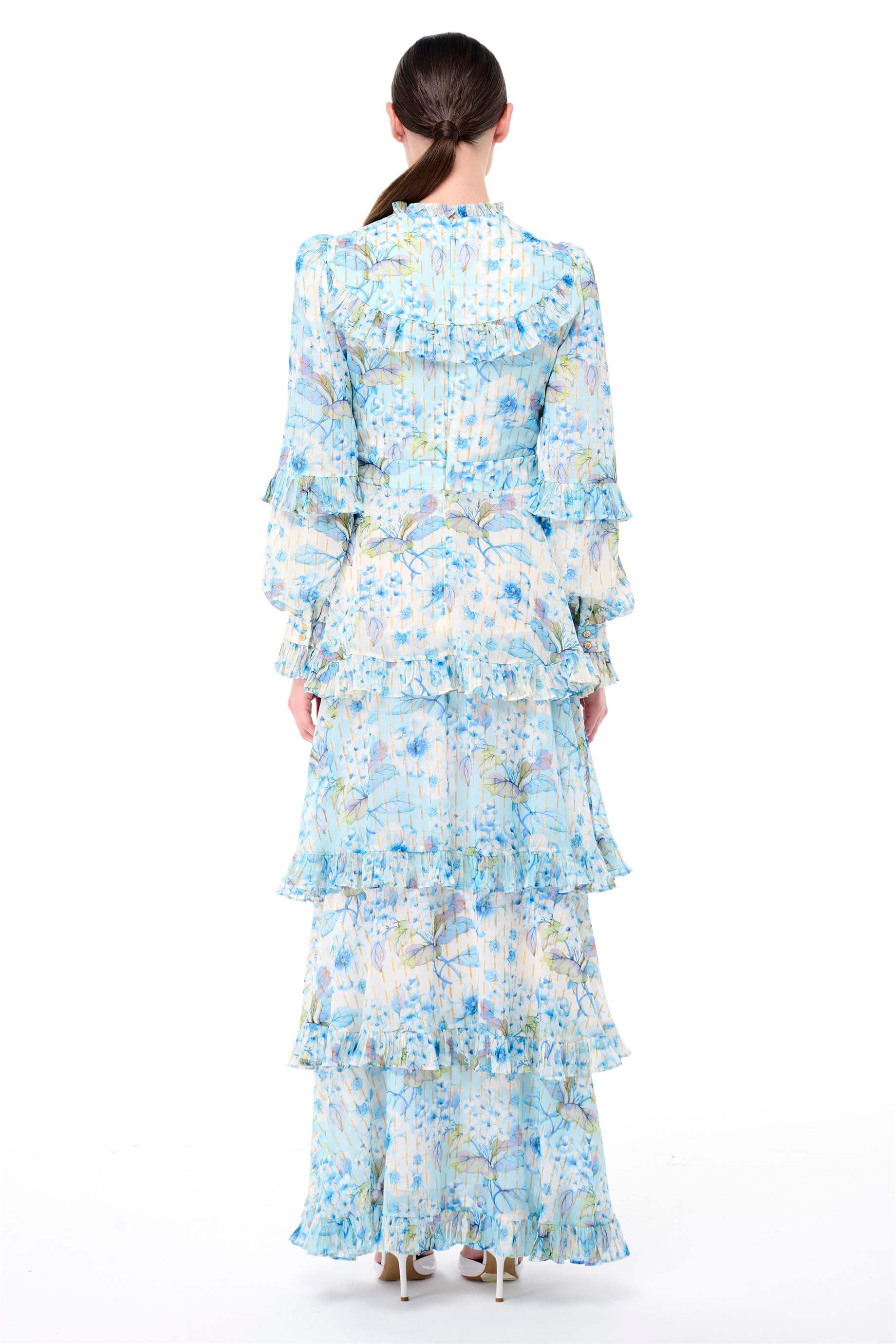 Miha-Kat Kat Fırfır Detaylı Si̇mli̇ Elbi̇se-Elbise-3-Milagron.com