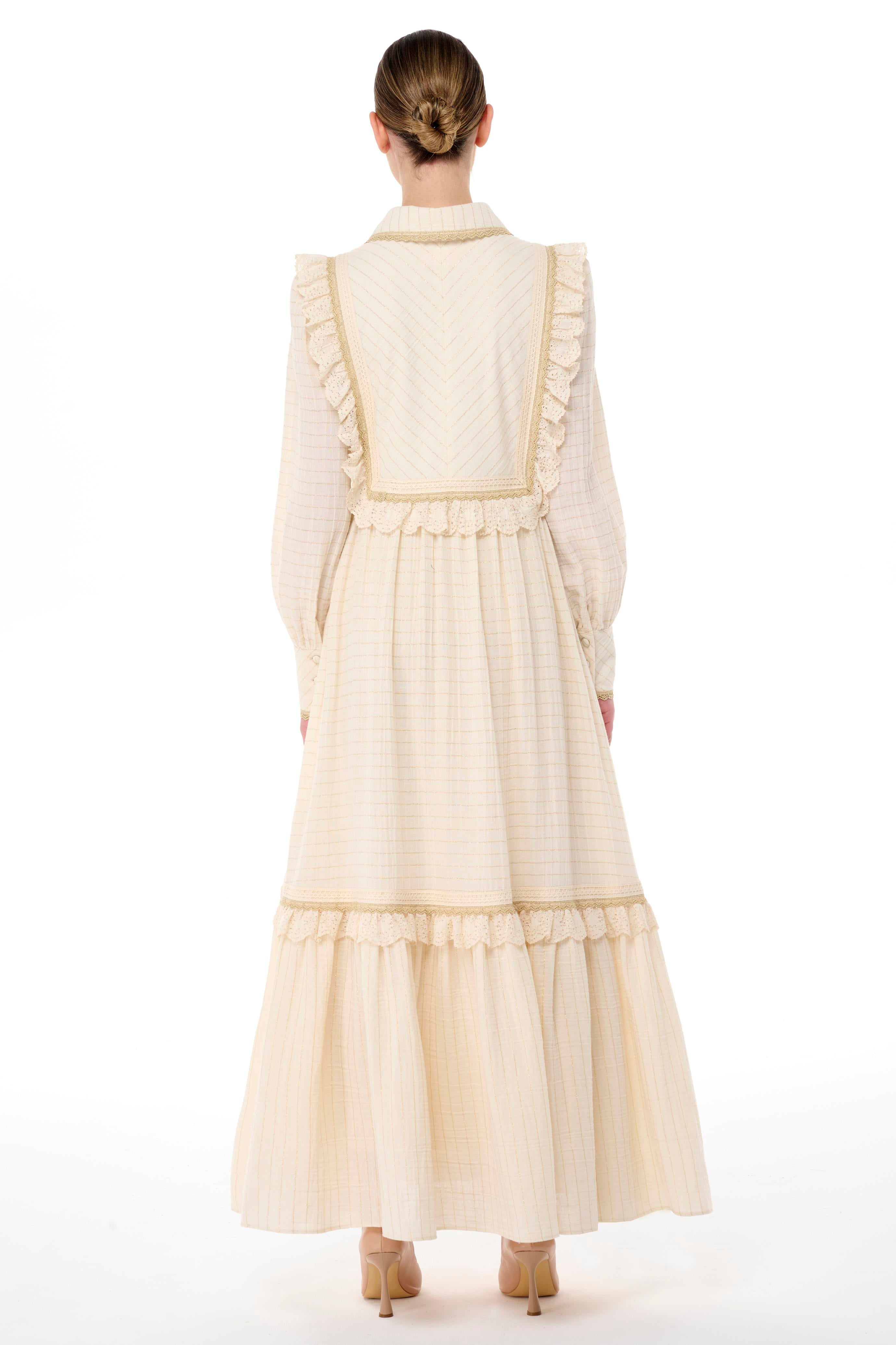 Miha-Kat Kat Fırfır Detaylı Si̇mli̇ Elbi̇se-Elbise-4-Milagron.com