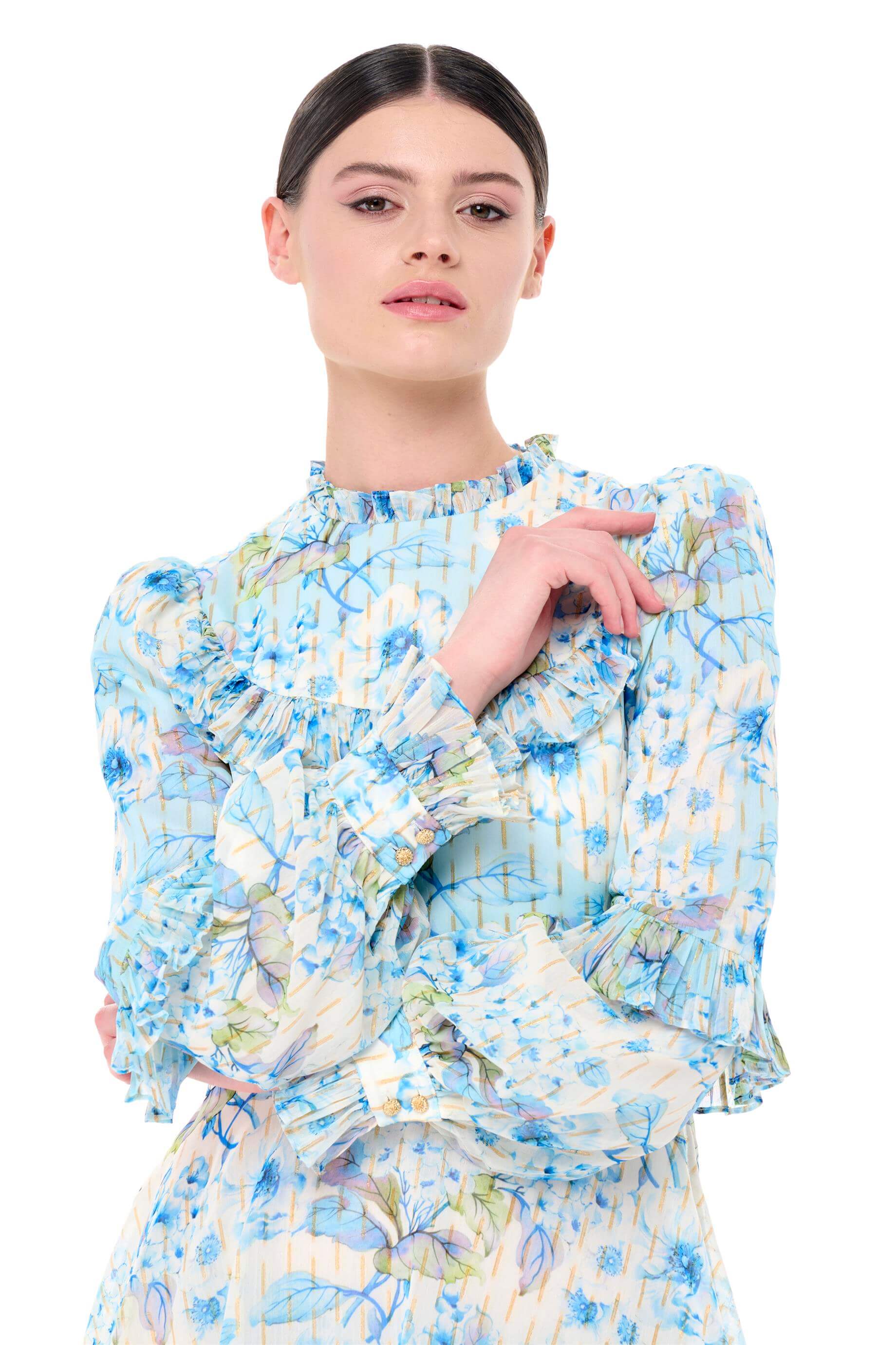 Miha-Kat Kat Fırfır Detaylı Si̇mli̇ Elbi̇se-Elbise-4-Milagron.com