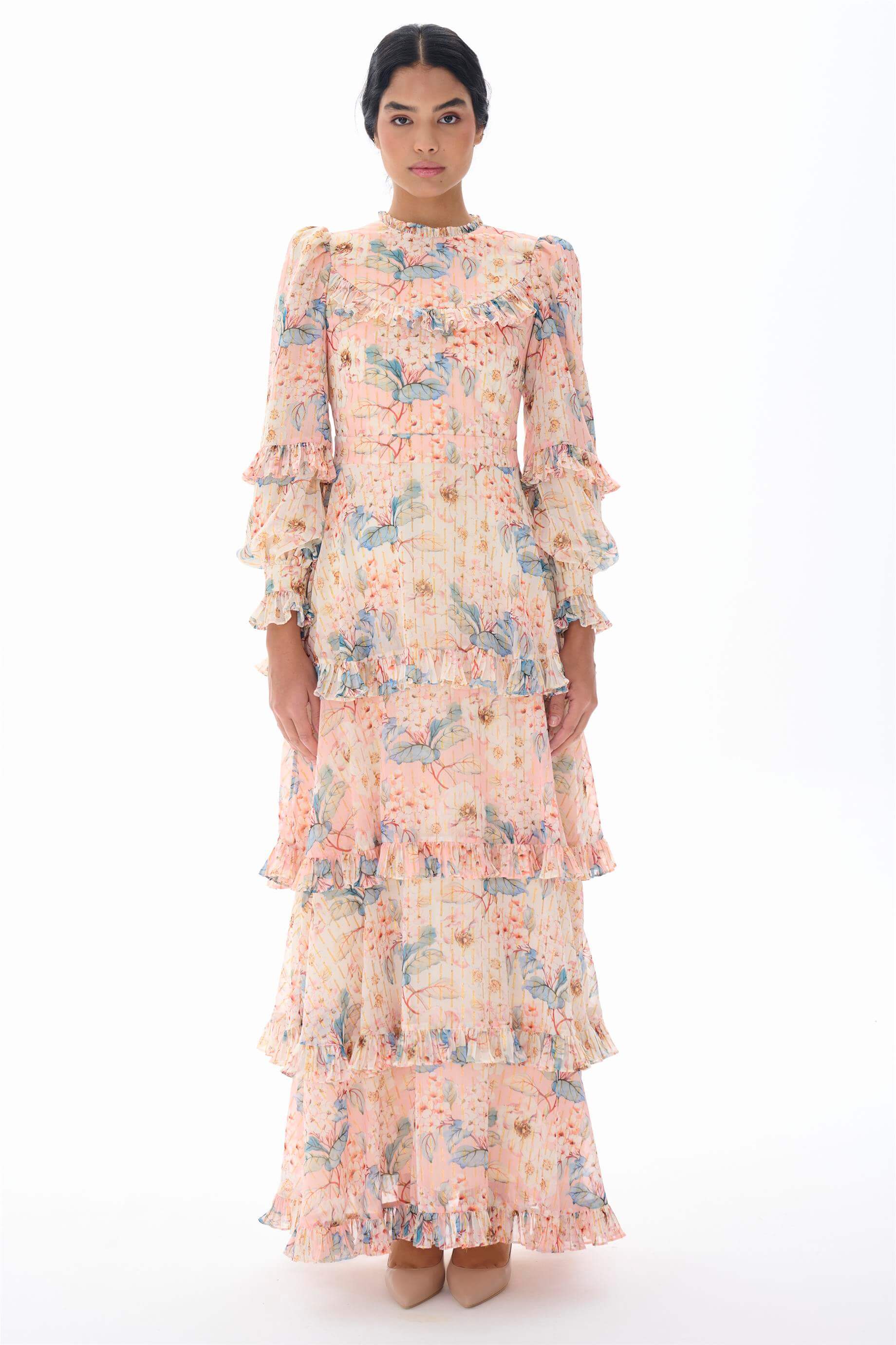 Miha-Kat Kat Fırfır Detaylı Si̇mli̇ Elbi̇se-Elbise-5-Milagron.com