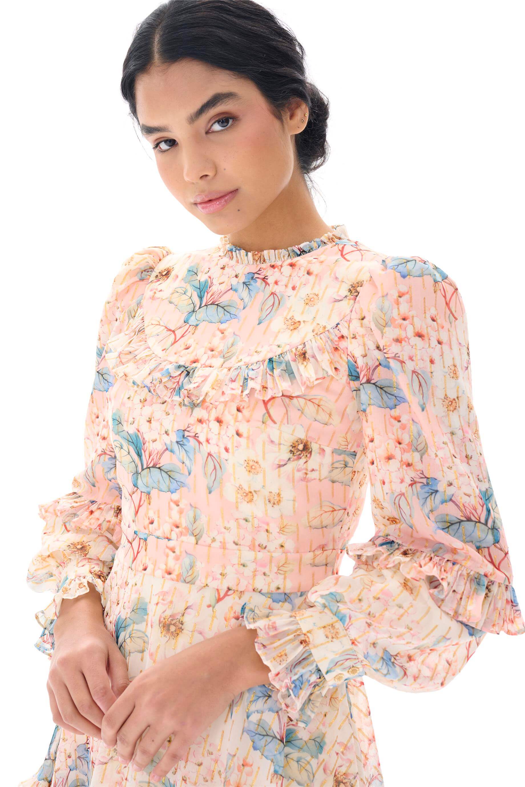 Miha-Kat Kat Fırfır Detaylı Si̇mli̇ Elbi̇se-Elbise-6-Milagron.com