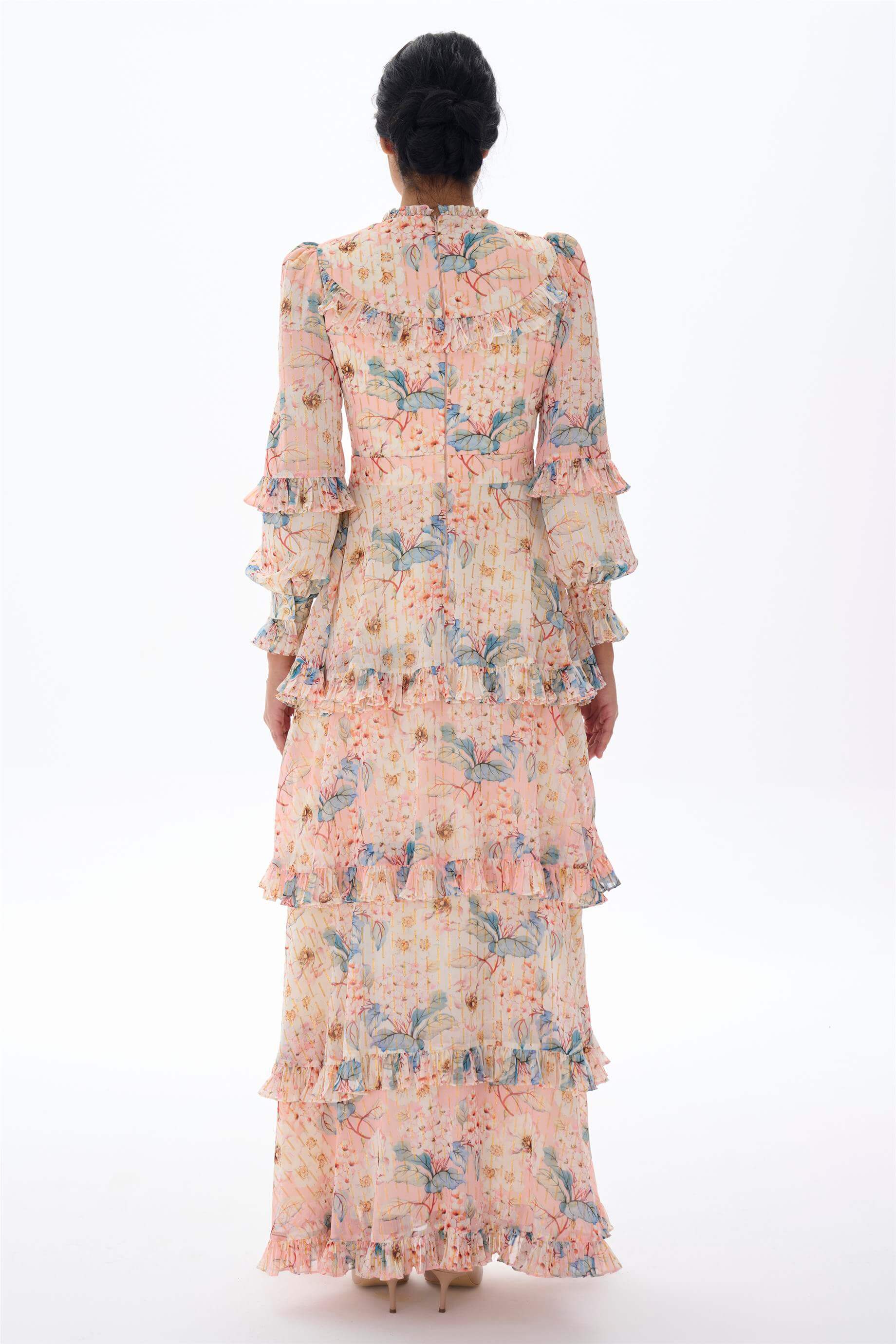 Miha-Kat Kat Fırfır Detaylı Si̇mli̇ Elbi̇se-Elbise-7-Milagron.com