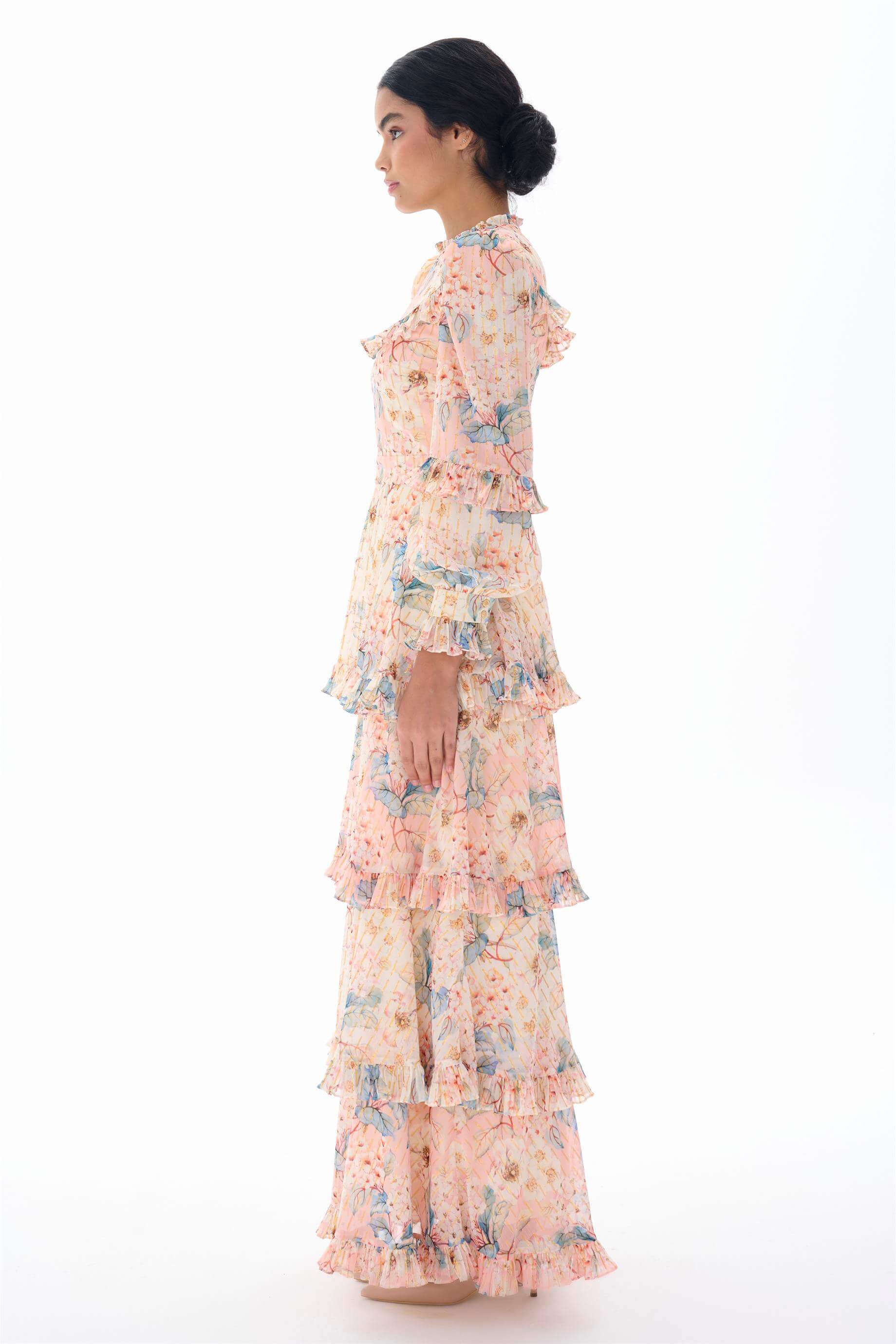 Miha-Kat Kat Fırfır Detaylı Si̇mli̇ Elbi̇se-Elbise-8-Milagron.com