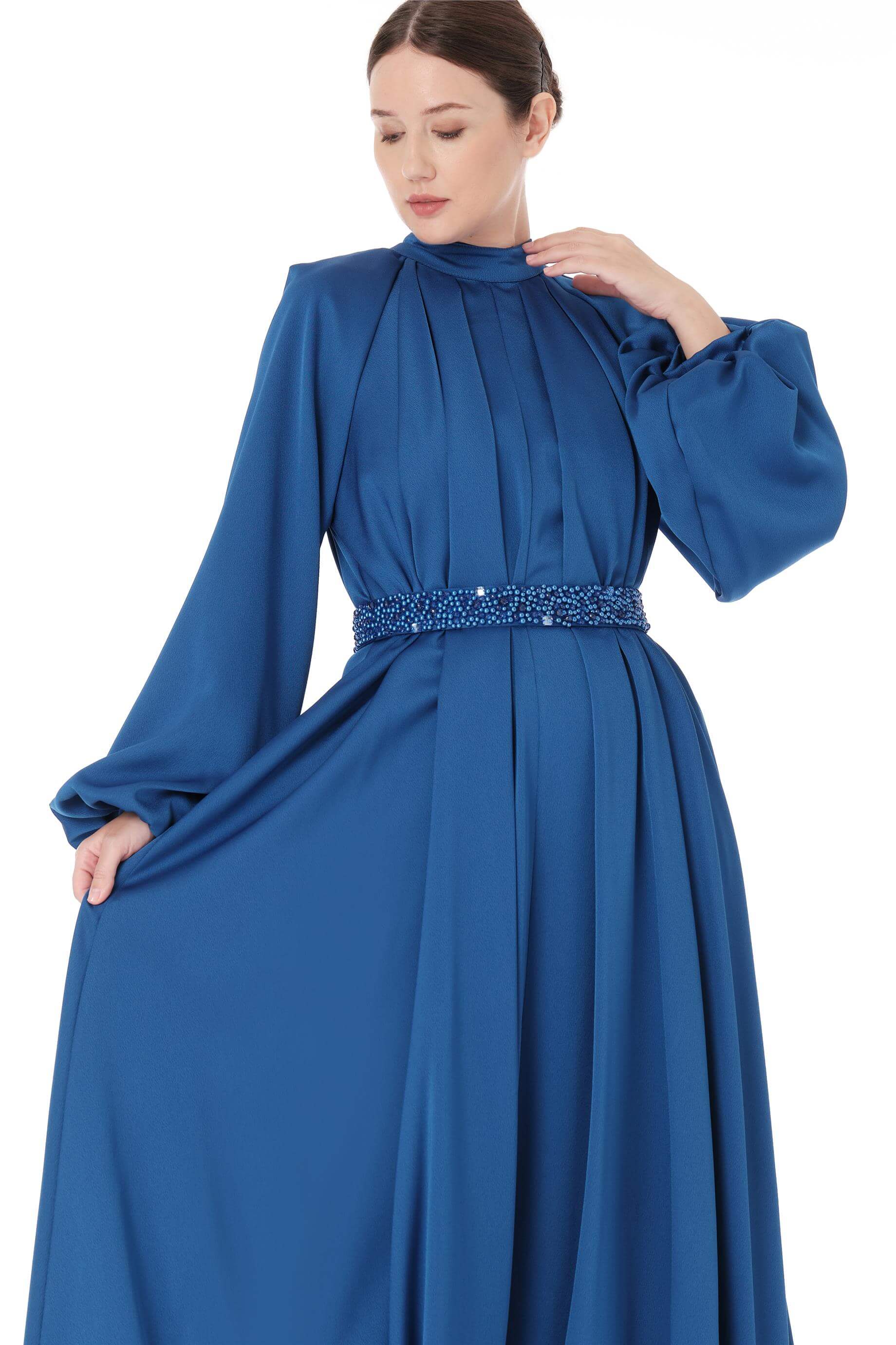 Miha-Kemeri̇ Boncuk İşlemeli̇ Elbi̇se-Elbise-4-Milagron.com