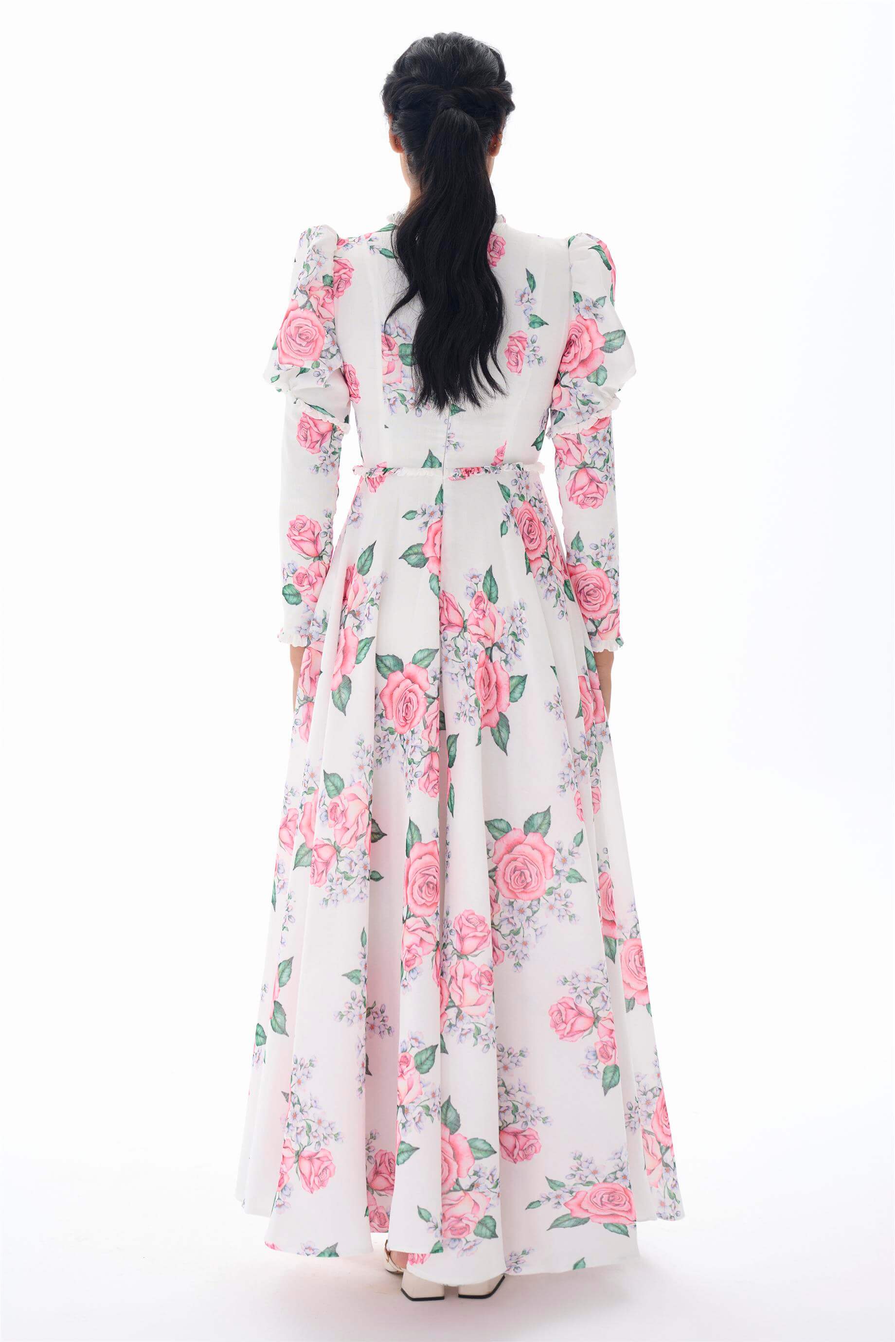 Miha-Kolları Kabarık Çi̇çek Desenli̇ Elbi̇se-Elbise-3-Milagron.com