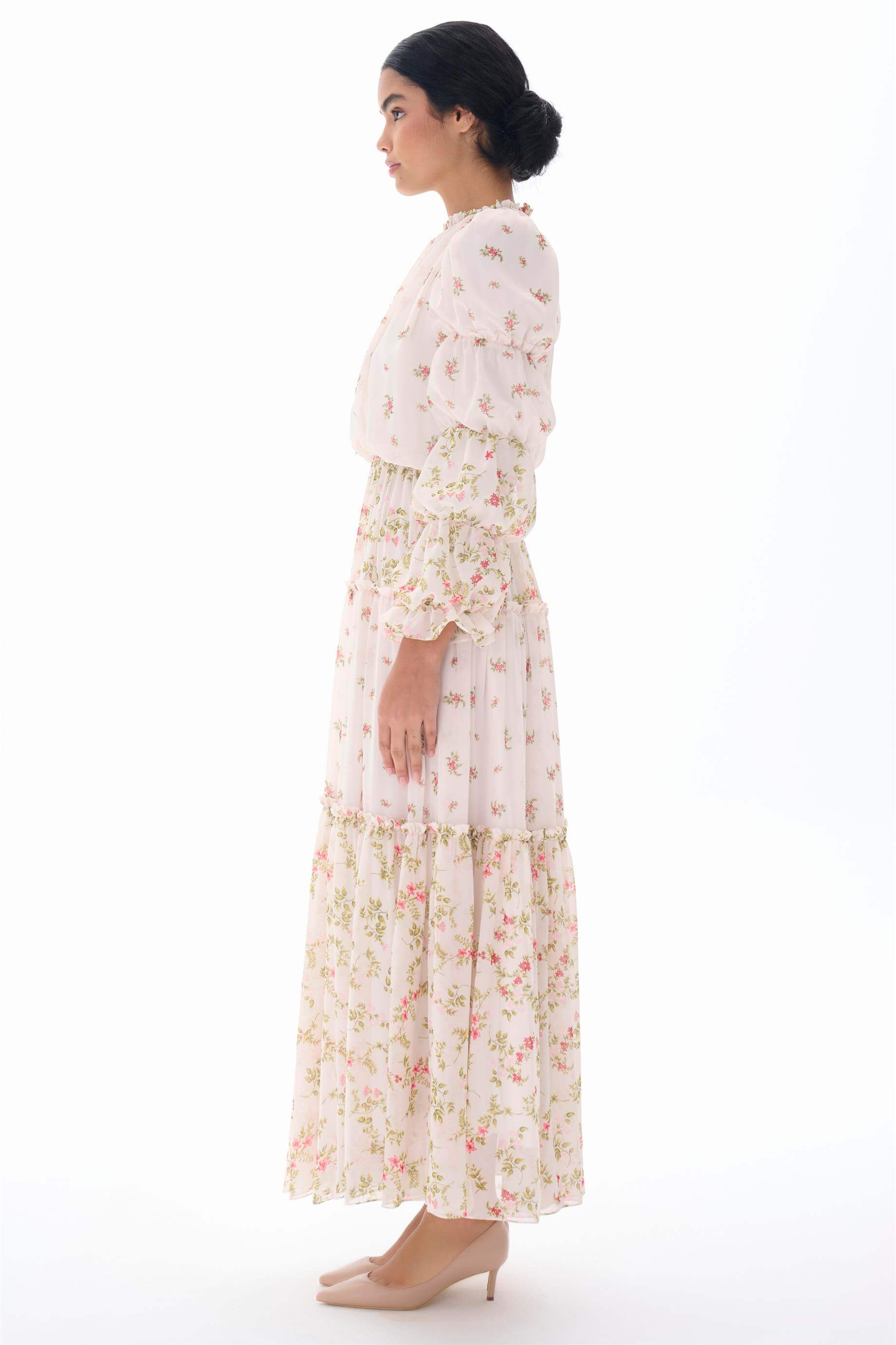 Miha-Kolları Kat Kat Büzgü Detaylı Elbi̇se-Elbise-2-Milagron.com