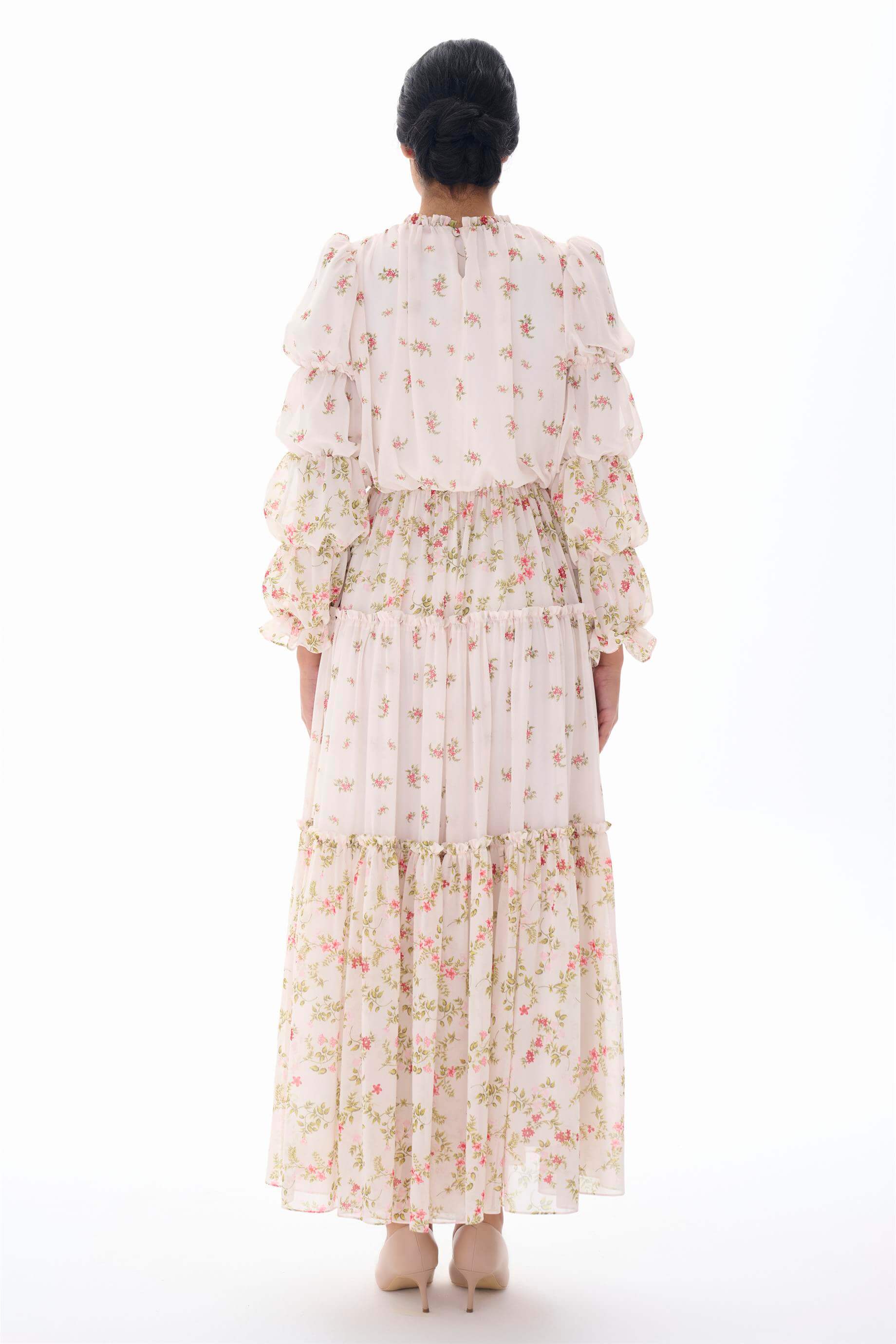 Miha-Kolları Kat Kat Büzgü Detaylı Elbi̇se-Elbise-3-Milagron.com