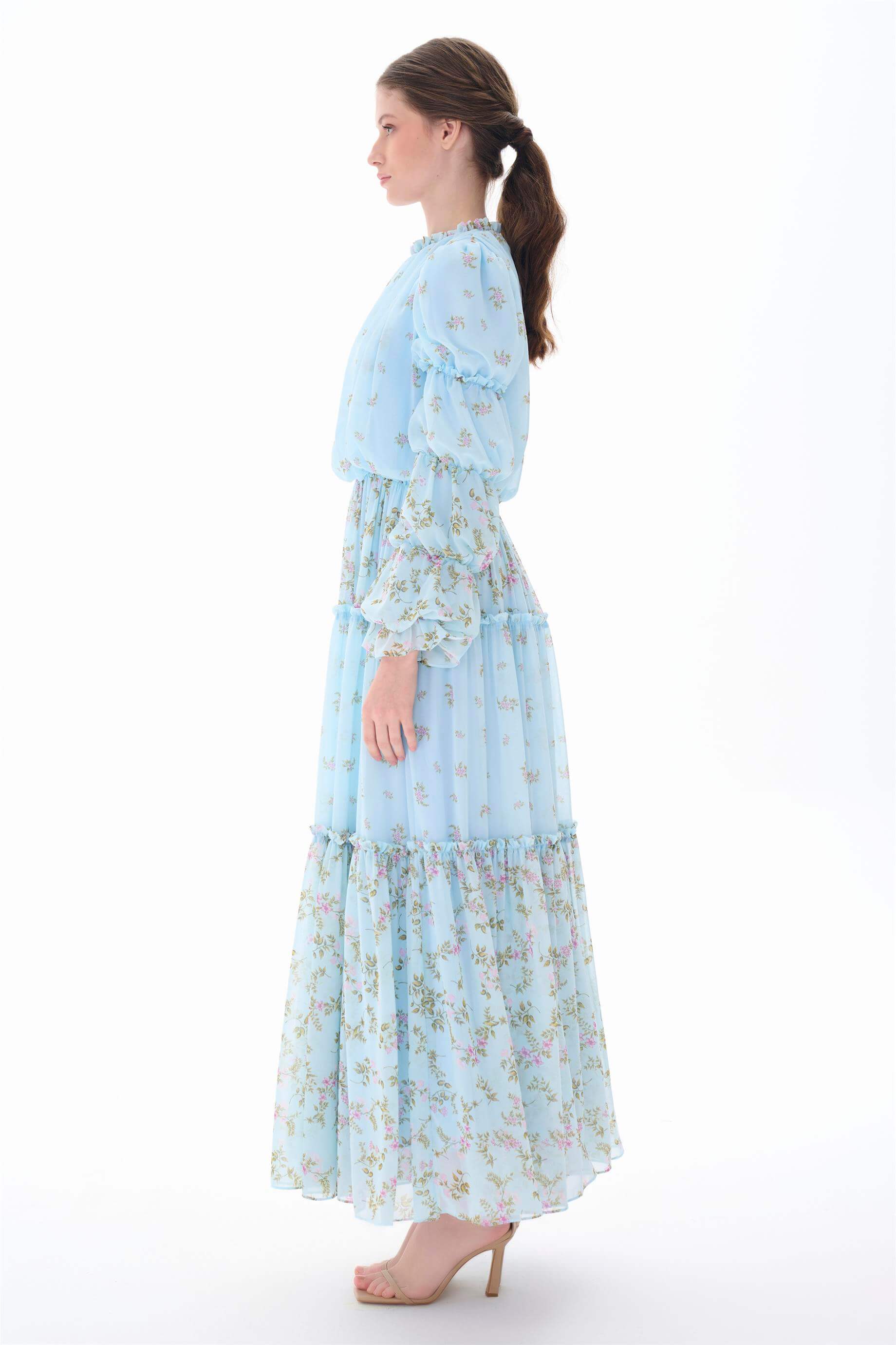 Miha-Kolları Kat Kat Büzgü Detaylı Elbi̇se-Elbise-6-Milagron.com