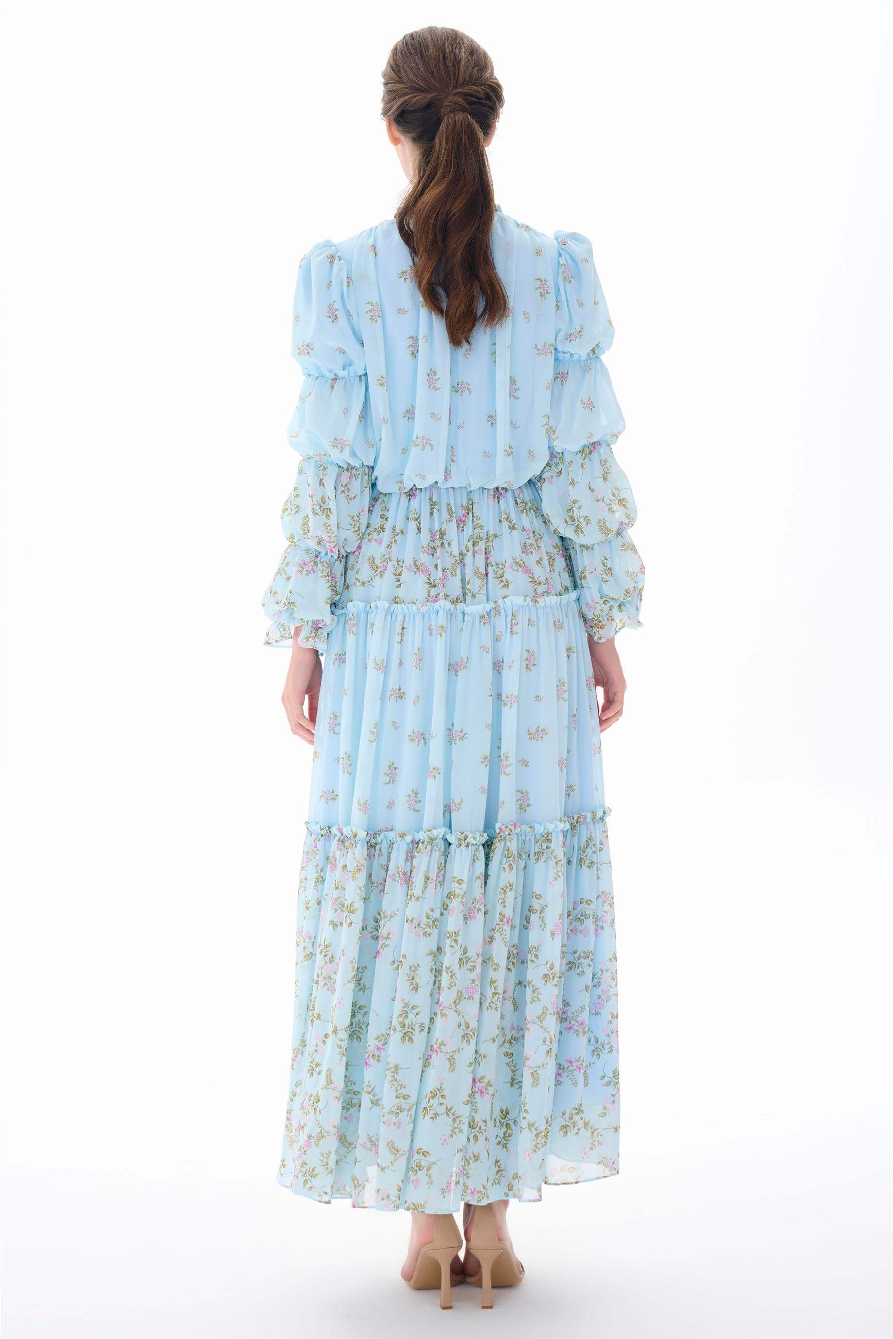 Miha-Kolları Kat Kat Büzgü Detaylı Elbi̇se-Elbise-7-Milagron.com