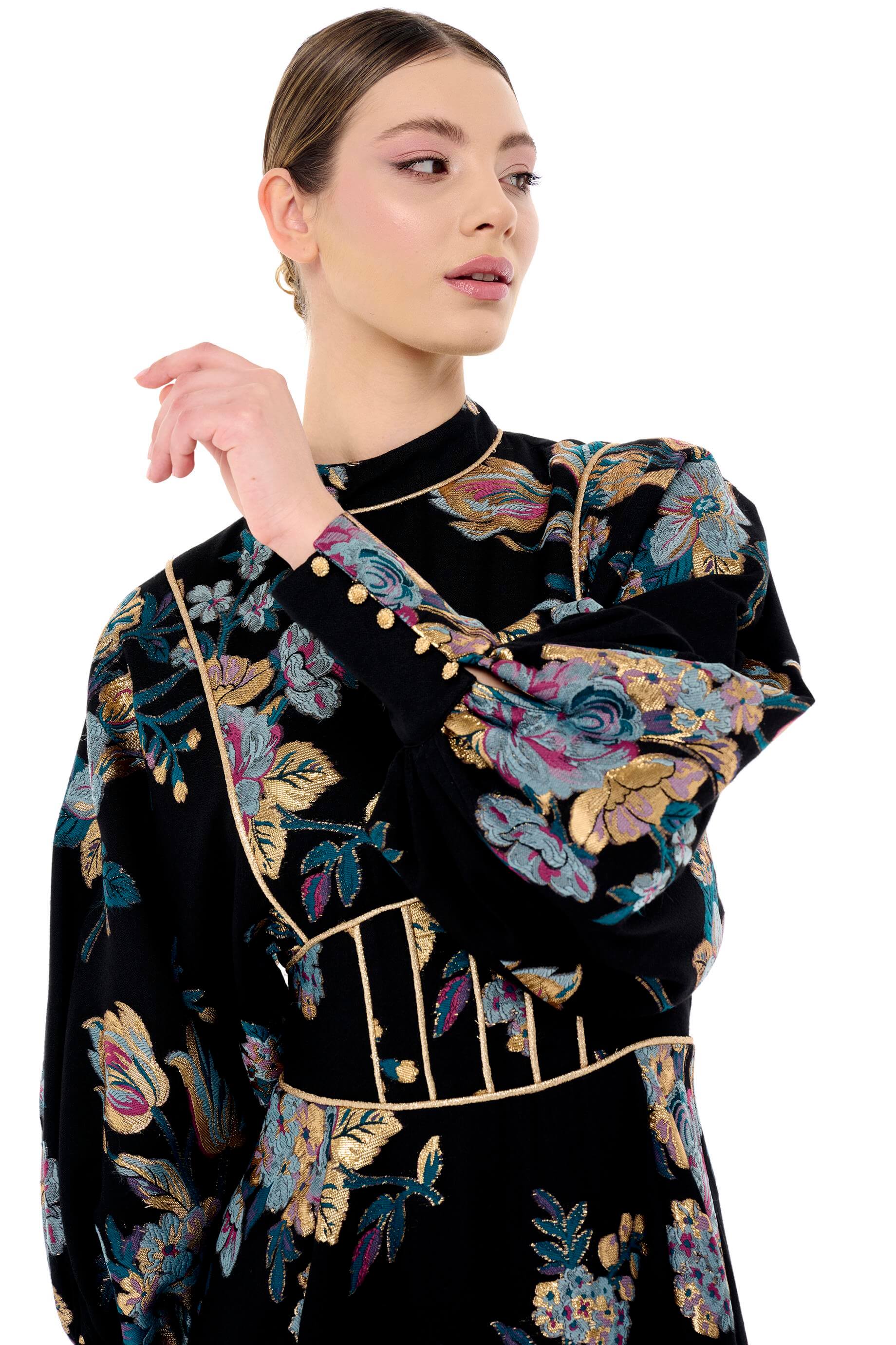 Miha-Korsaj Detaylı Jakar Elbi̇se-Elbise-12-Milagron.com