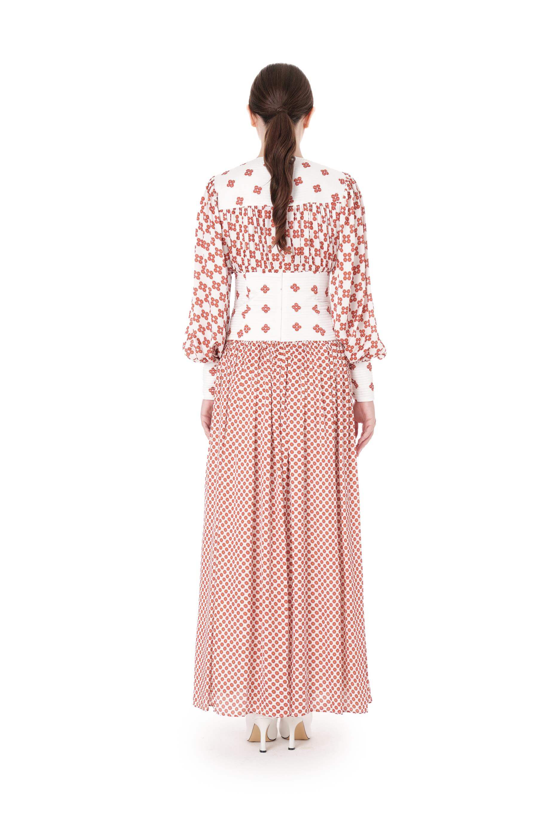 Miha-Nakış Detaylı Di̇ji̇tal Baskı Uzun Elbi̇se-Elbise-7-Milagron.com