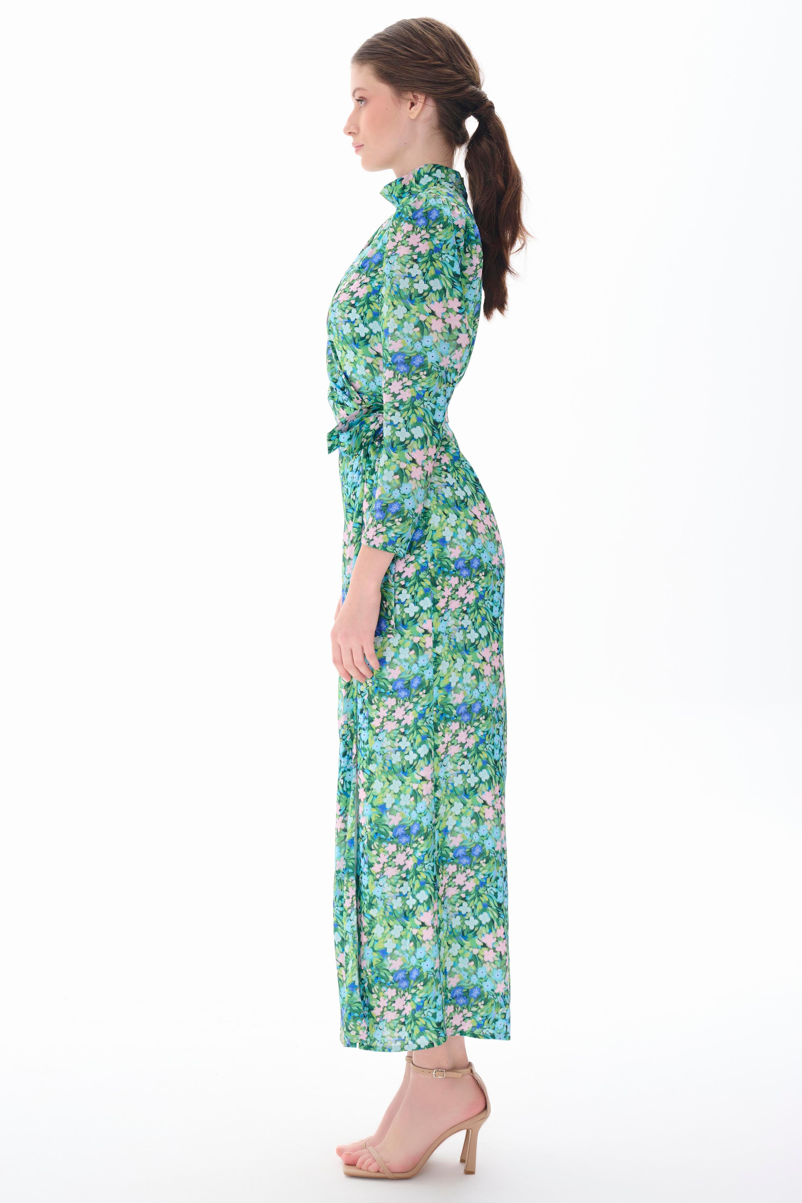 Miha-Önü Kruvaze Kapamalı Uzun Uzun Elbi̇se-Elbise-10-Milagron.com