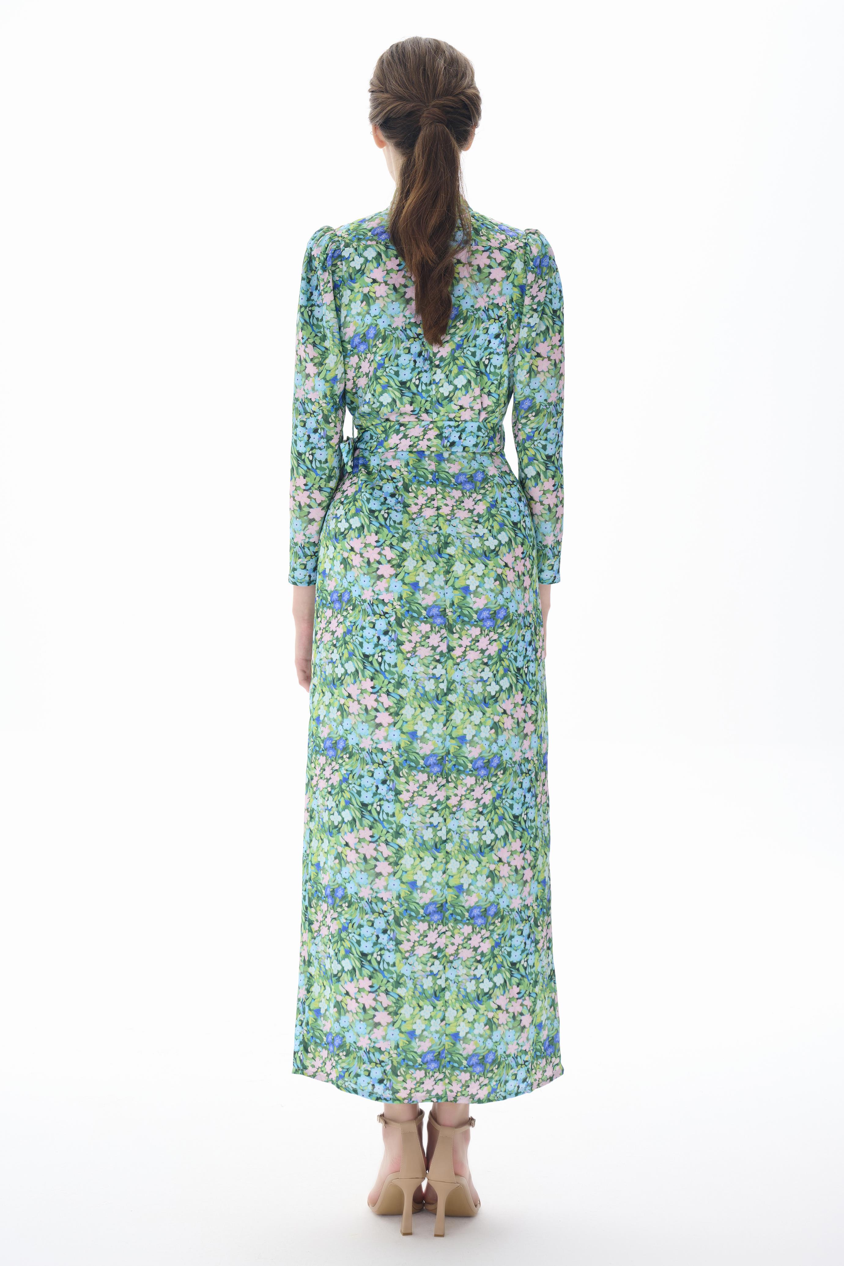 Miha-Önü Kruvaze Kapamalı Uzun Uzun Elbi̇se-Elbise-11-Milagron.com