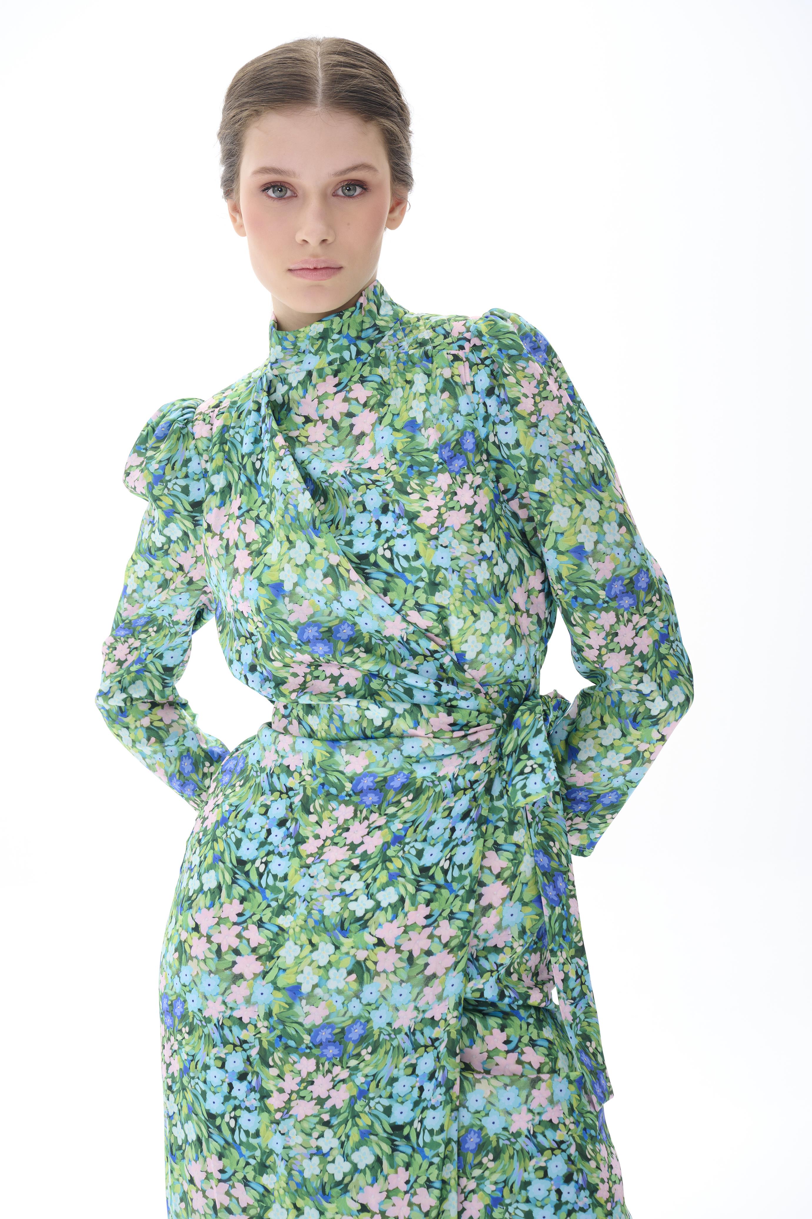 Miha-Önü Kruvaze Kapamalı Uzun Uzun Elbi̇se-Elbise-12-Milagron.com