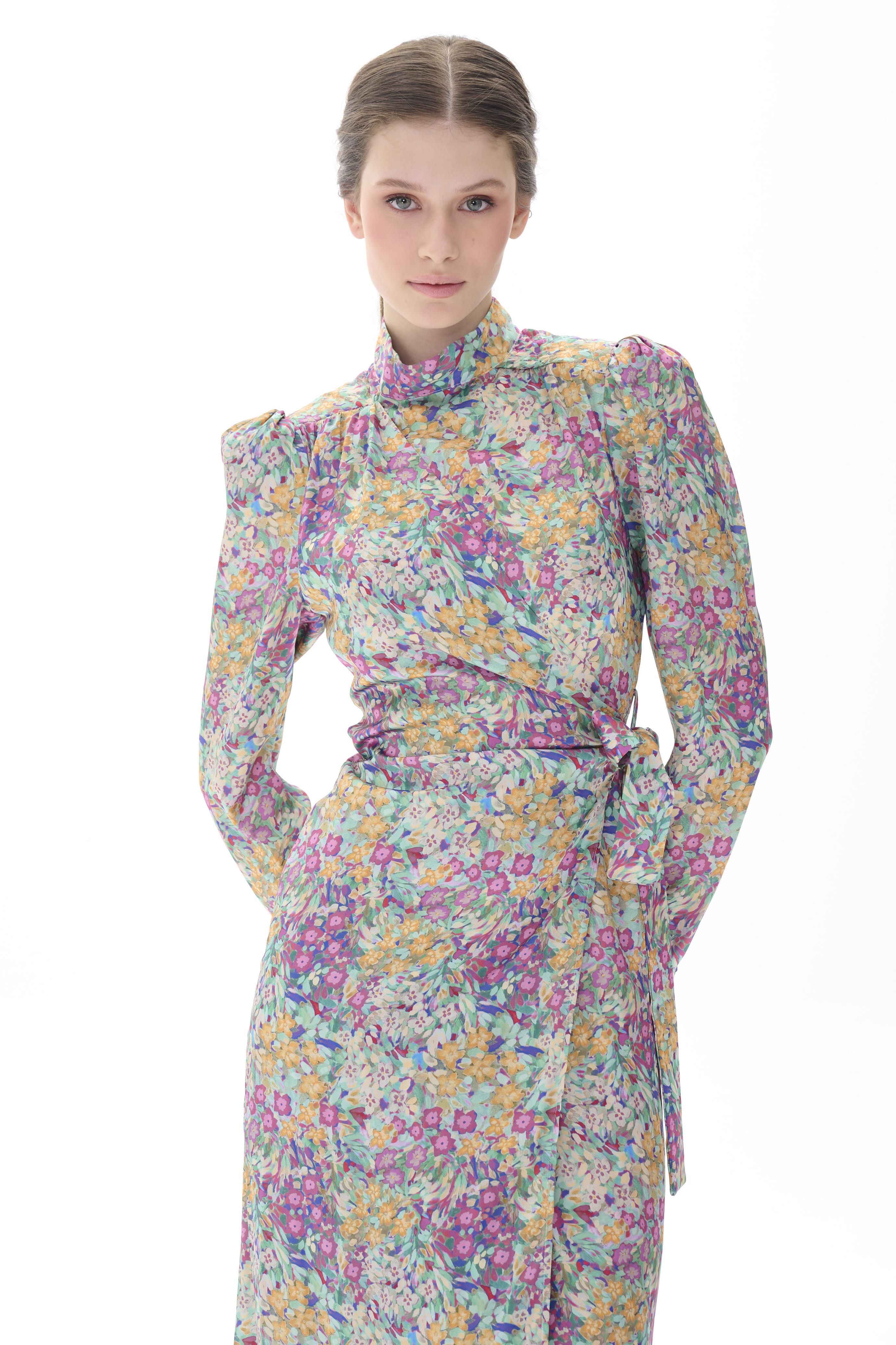 Miha-Önü Kruvaze Kapamalı Uzun Uzun Elbi̇se-Elbise-2-Milagron.com