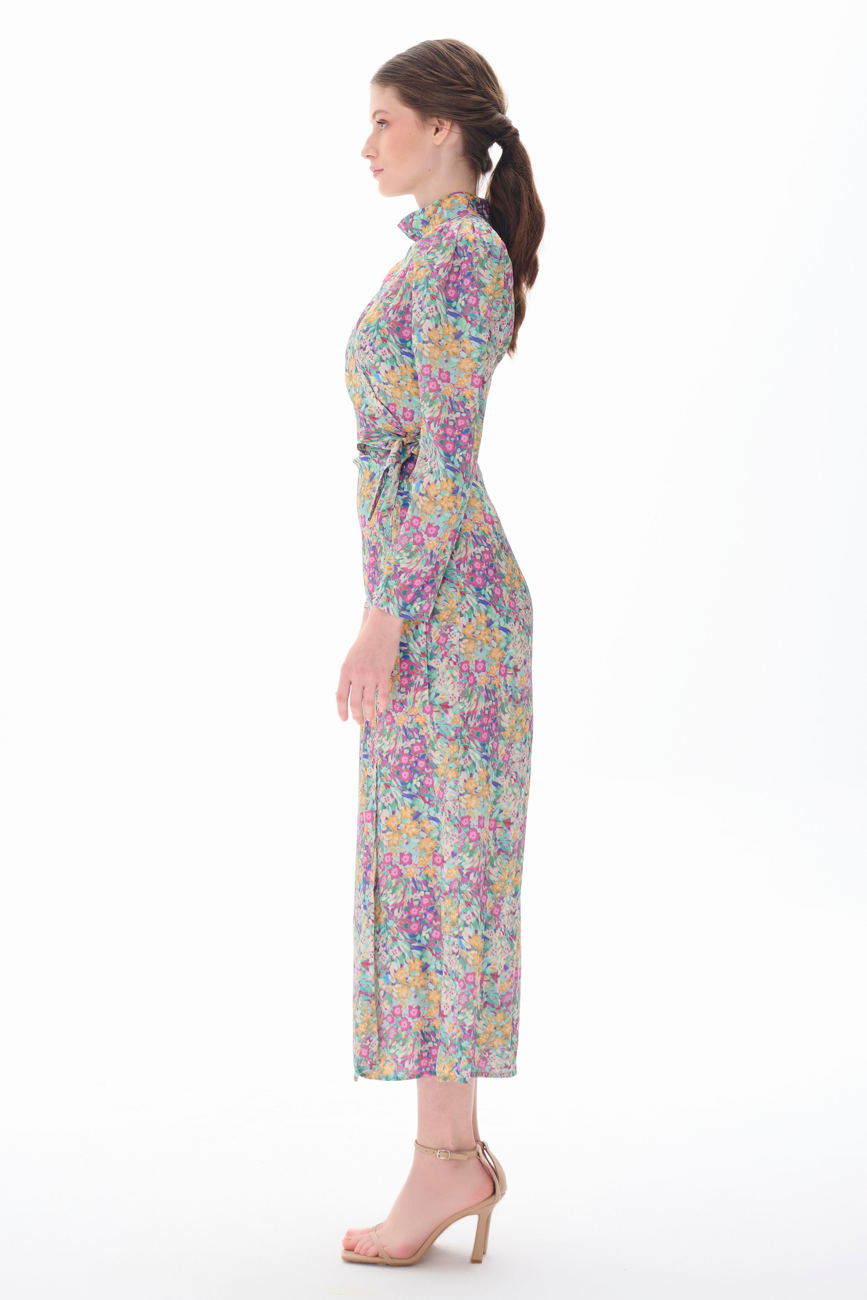 Miha-Önü Kruvaze Kapamalı Uzun Uzun Elbi̇se-Elbise-3-Milagron.com