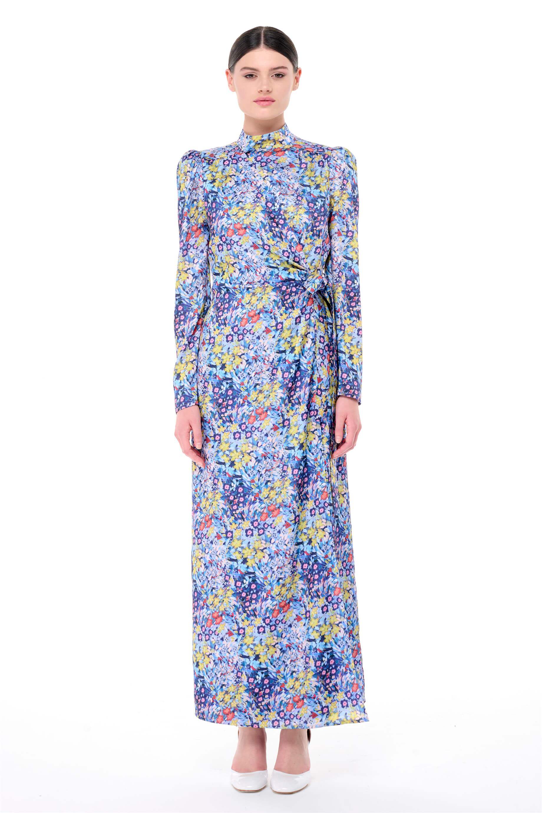 Miha-Önü Kruvaze Kapamalı Uzun Uzun Elbi̇se-Elbise-5-Milagron.com